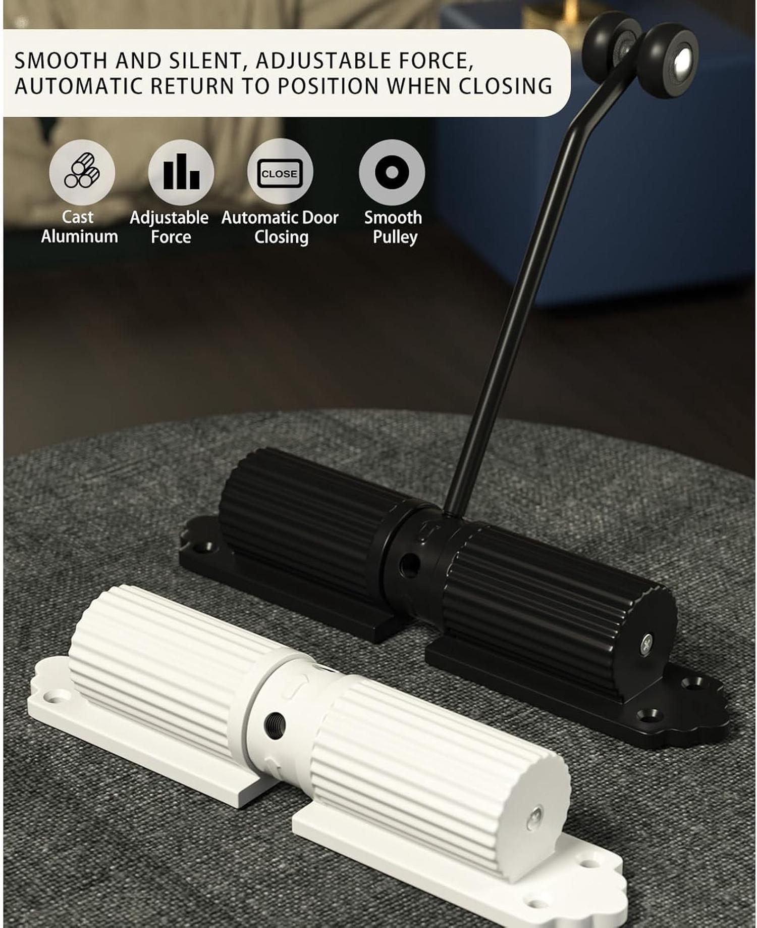 Ferme Porte Automatique, Groom Fermeture Porte à Ressort Réglable, Réglable Ferme-Porte pour Interieur et Extérieures, Porte Closers Noir (Max 60kg) - 3