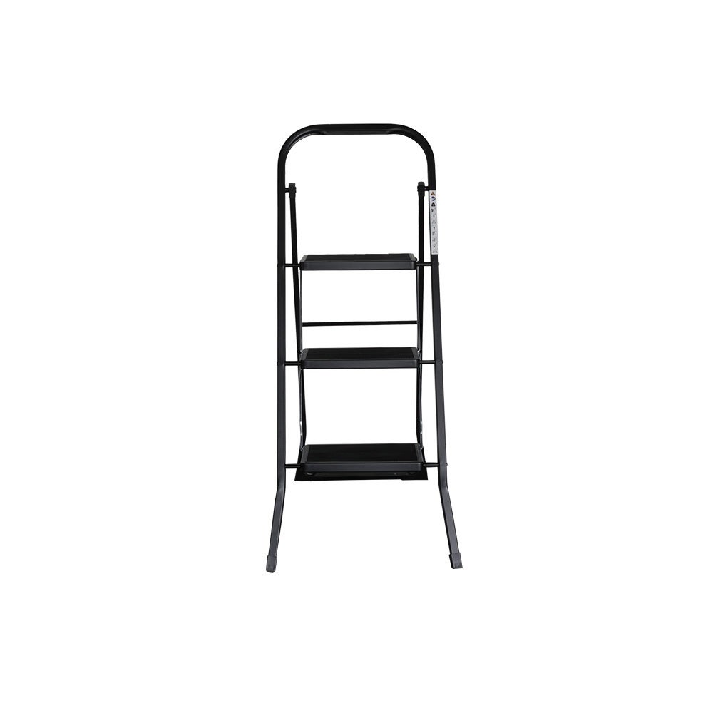 Scala Pieghevole 3 Gradini Acciaio Nera - Portata 150kg, Antiscivolo, Per Casa E Fai Da Te - Foto 12
