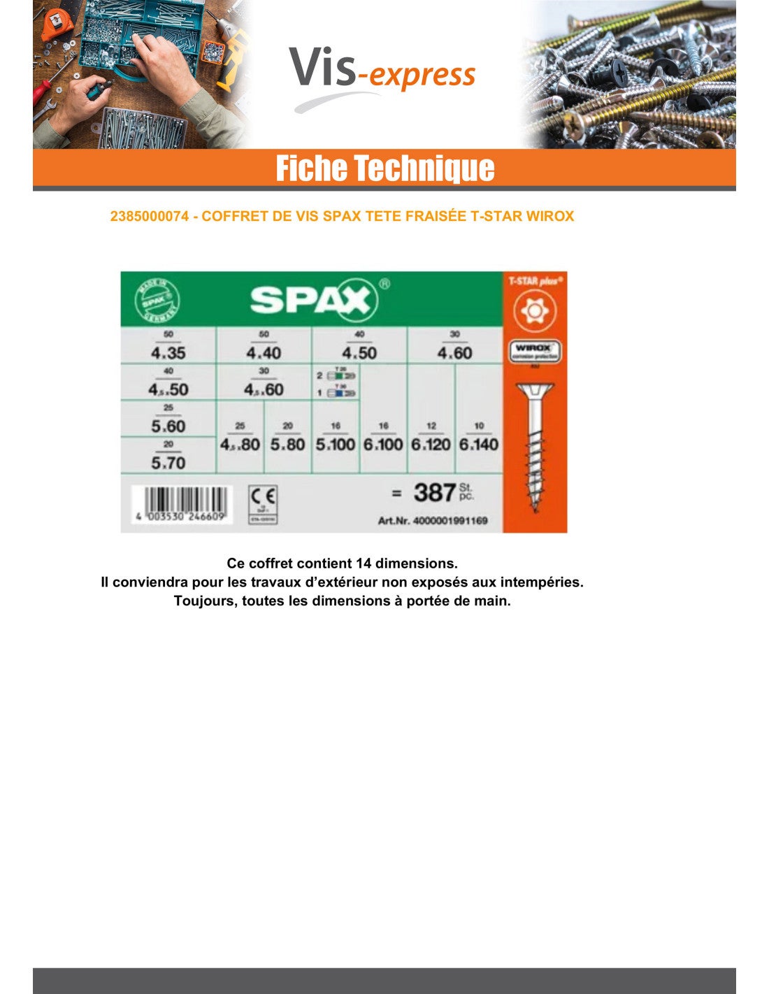 Set 364 Viti Per Legno Testa Forata T-STAR WIROX + 3 Punta - 4