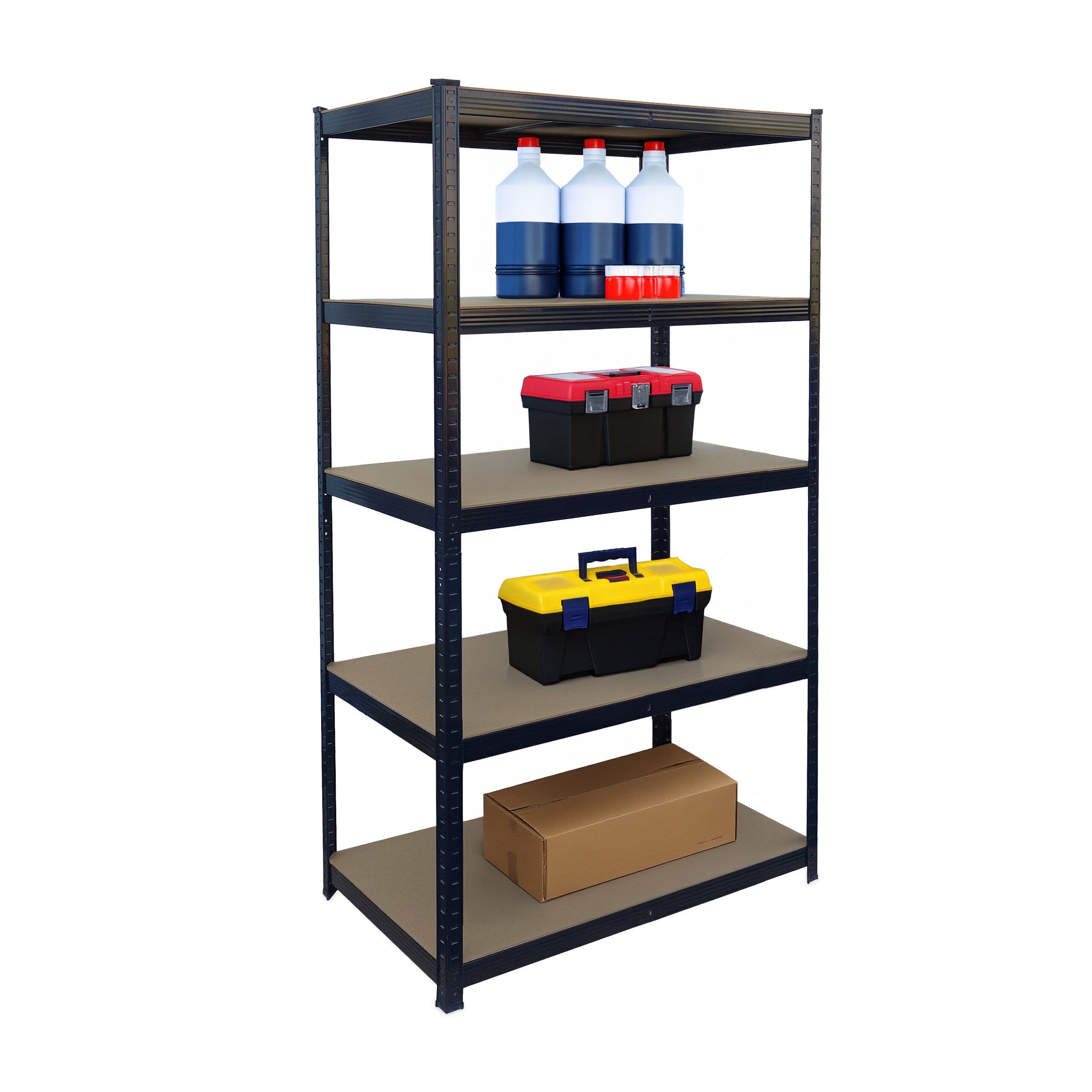Étagère à Charge Lourde Relaxdays – 5 Niveaux, 500 Kg Max, Acier Et MDF, Pour Garage, Cave Ou Atelier