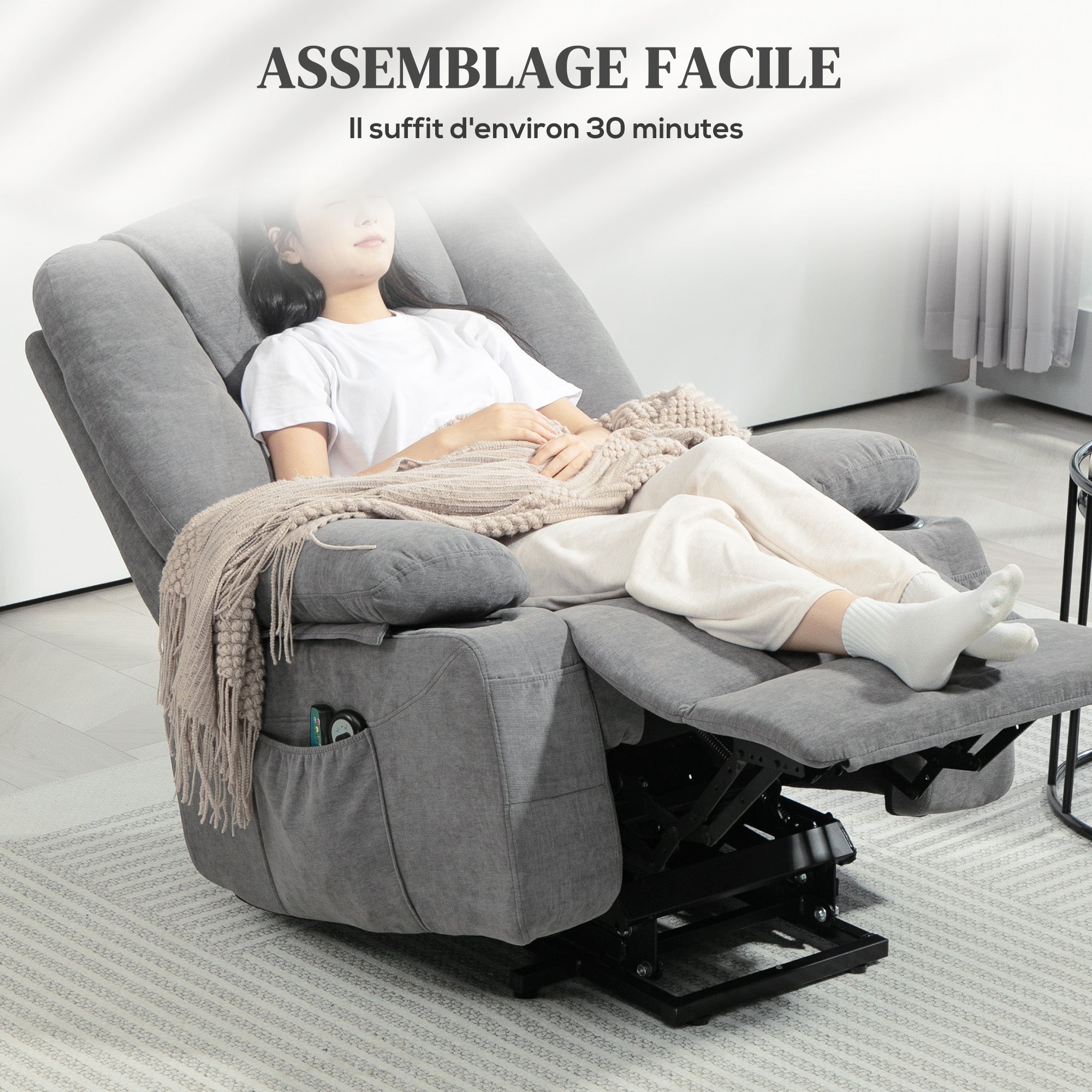 Fauteuil releveur électrique polyester 1 place HOMCOM - 8