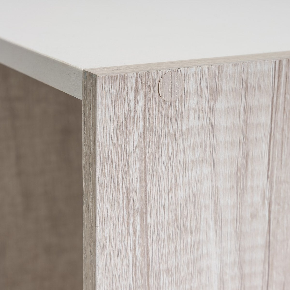 Estantería Cubo con 4 huecos de laminado blanco y roble claro de 62x60x30cm CasaSelección - 5