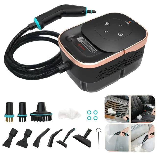 FULEADTURE Juego de limpiador a vapor de 10 piezas, 3KW, potente hidrolavadora de alta presión, adecuada para limpiar manchas de aceite y alfombras.