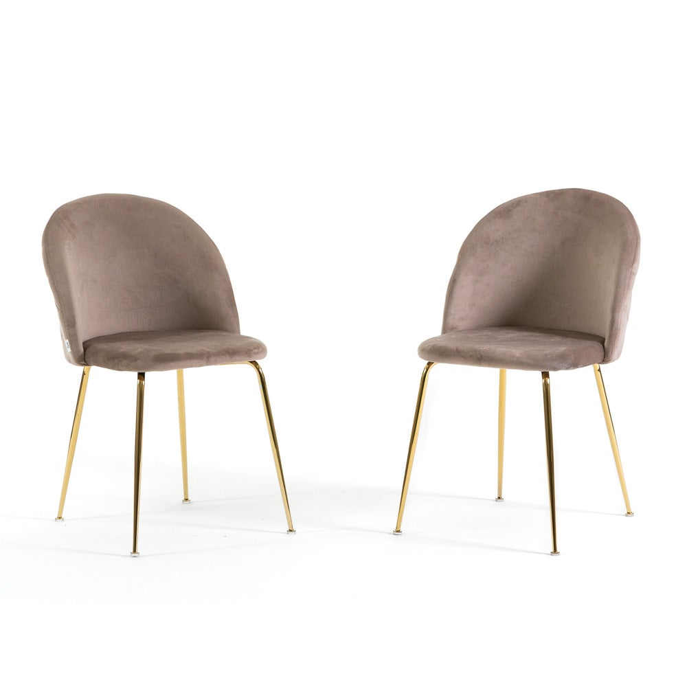 Set di Sedie imbottite Sara in velluto tortora e gambe in