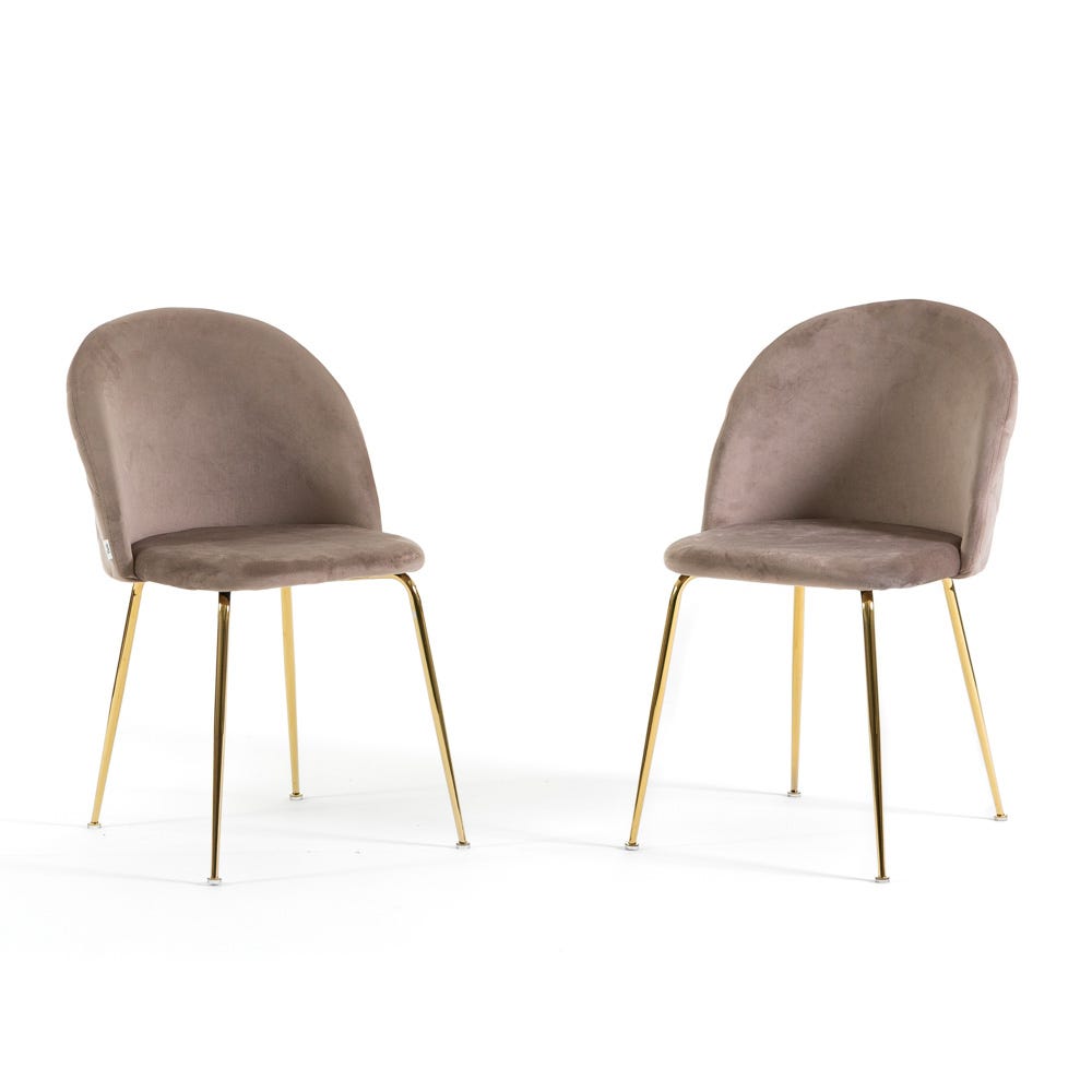 Set di Sedie imbottite Sara in velluto tortora e gambe in