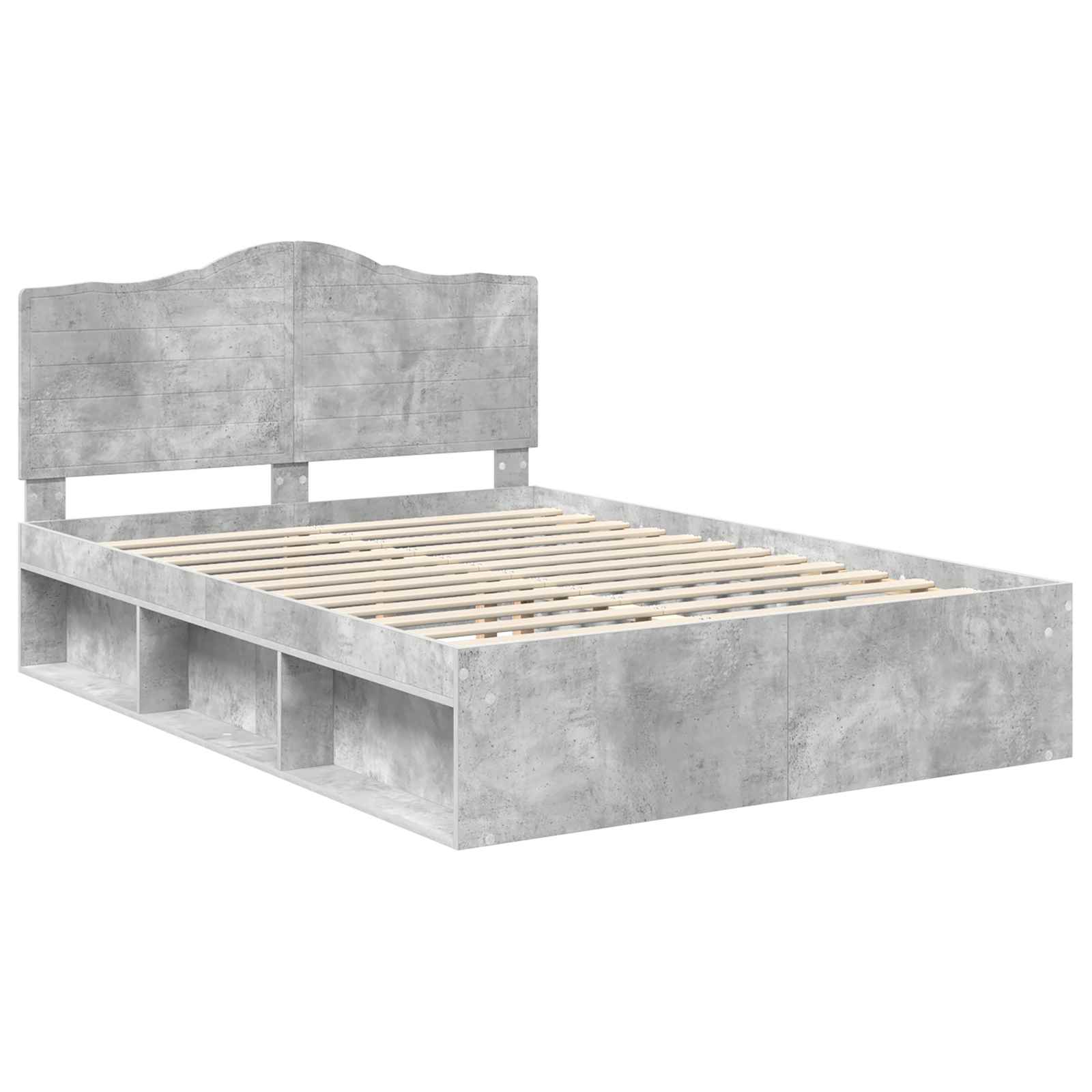 Cadre de lit Gris Béton 150 x 200 cm Pin massif - 4
