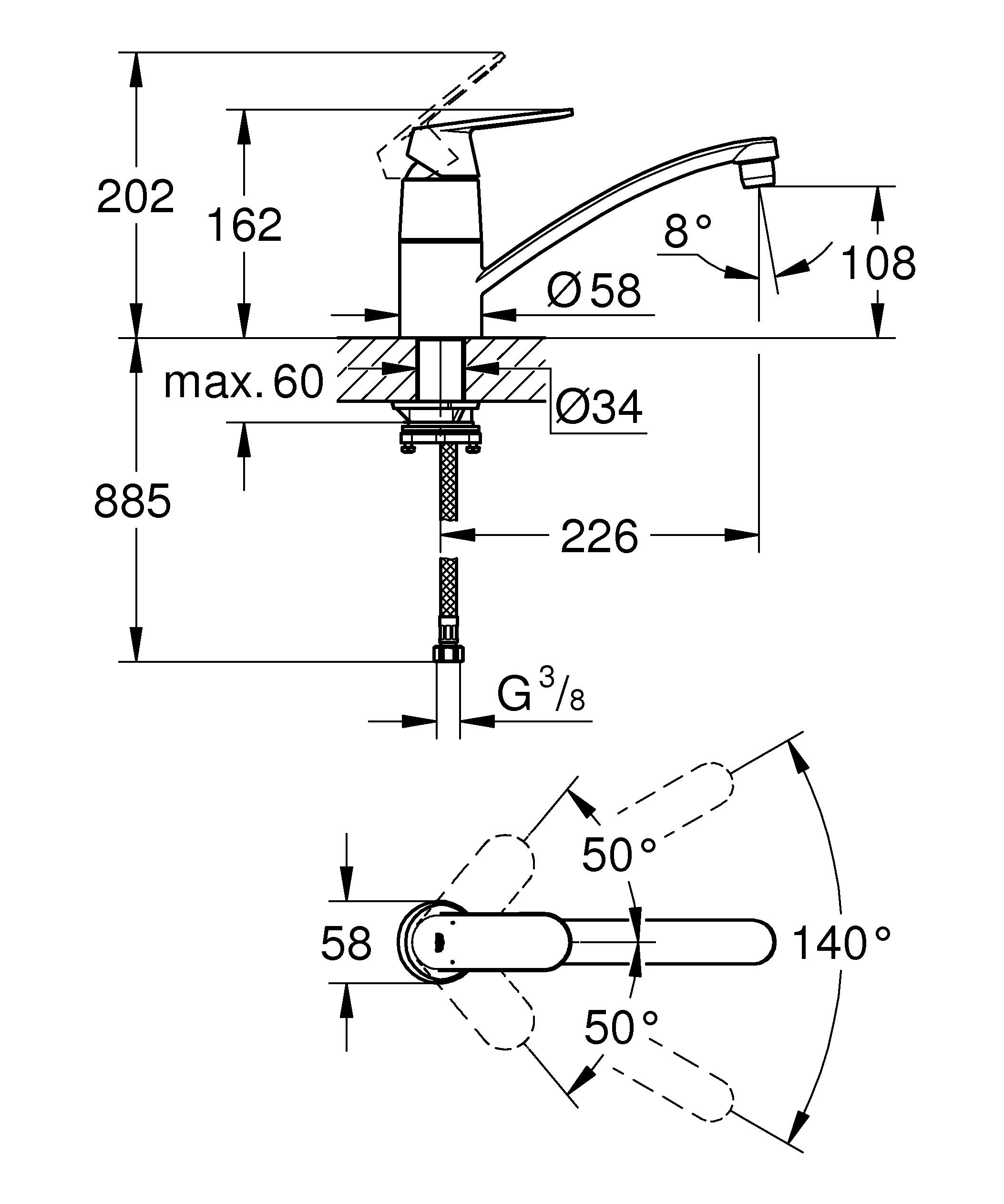 Grohe Eurosmart Cosmopolitan Mitigeur monocommande évier (31170000) - 4