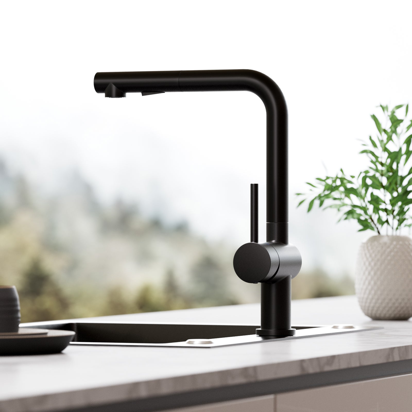 Noir Robinet Cuisine avec Douchette - Mitigeur Douchette d'évier Extractible à 2 Jets Mitigeur de Cuisine Pivotant à 360° - 7
