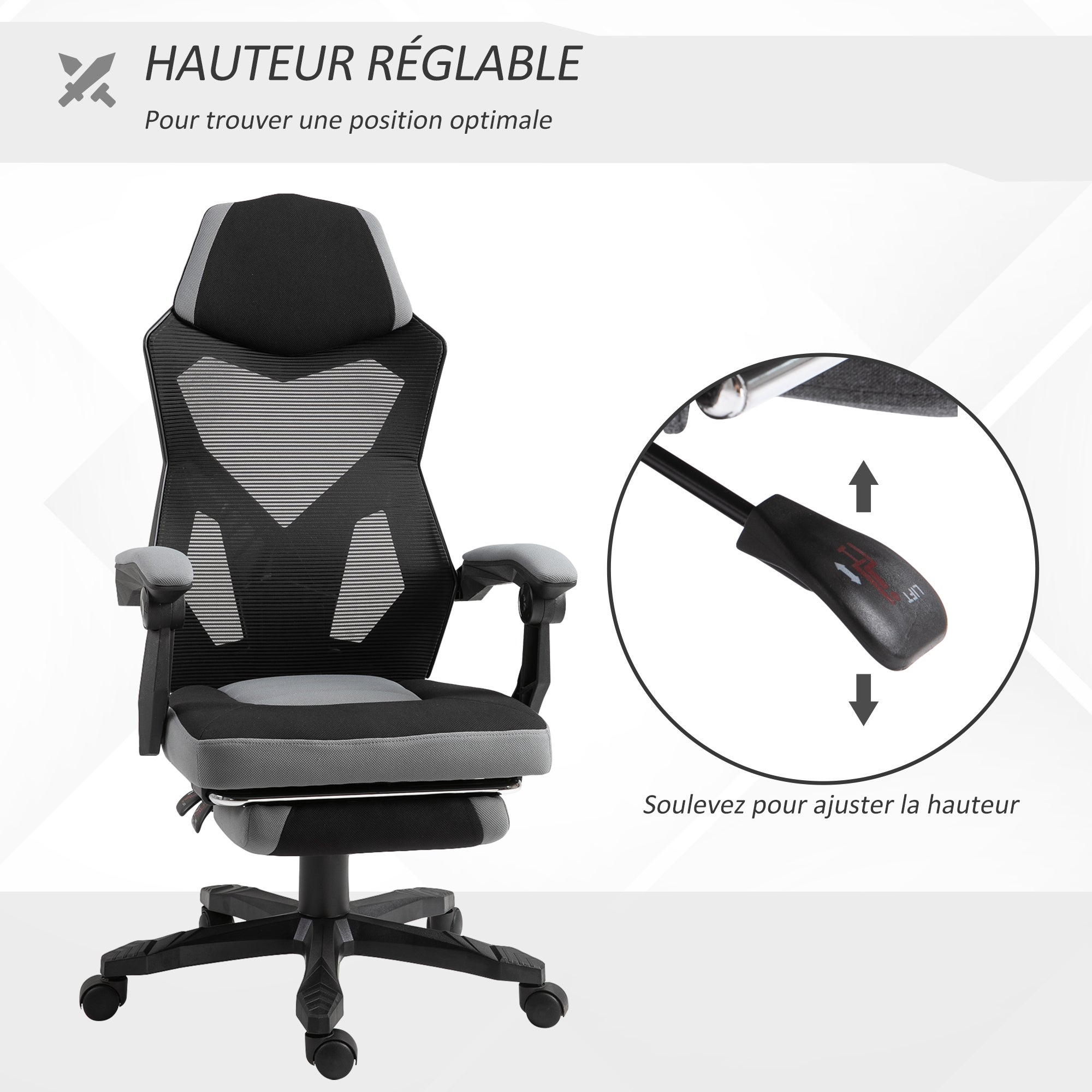 fauteuil de bureau Tissus Vinsetto - 4