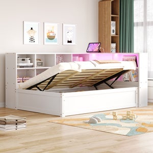 Letto con secondo letto estraibile in pino grigio 90x200 cm con USB | Maisons du Monde