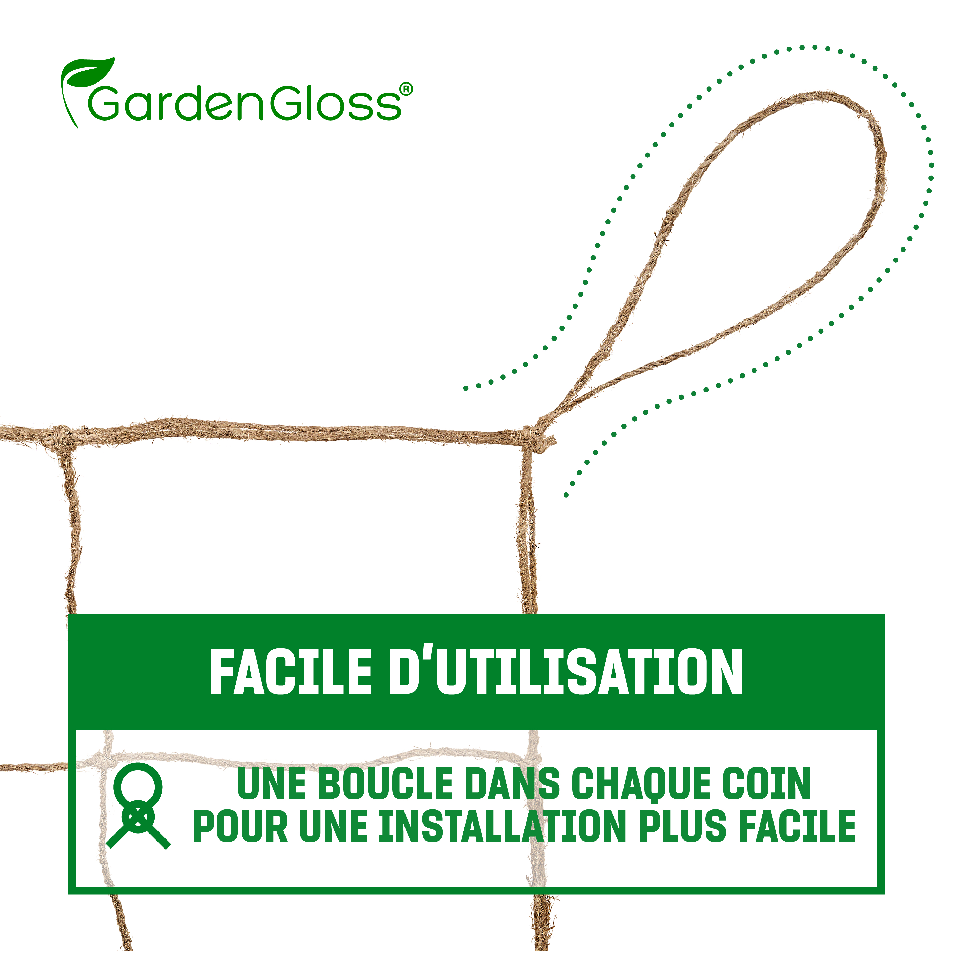 GardenGloss Filet de jute pour plantes grimpantes à grandes mailles - 100% Naturelle - Supports pour plantes grimpantes (2m x 2.5m) - 6