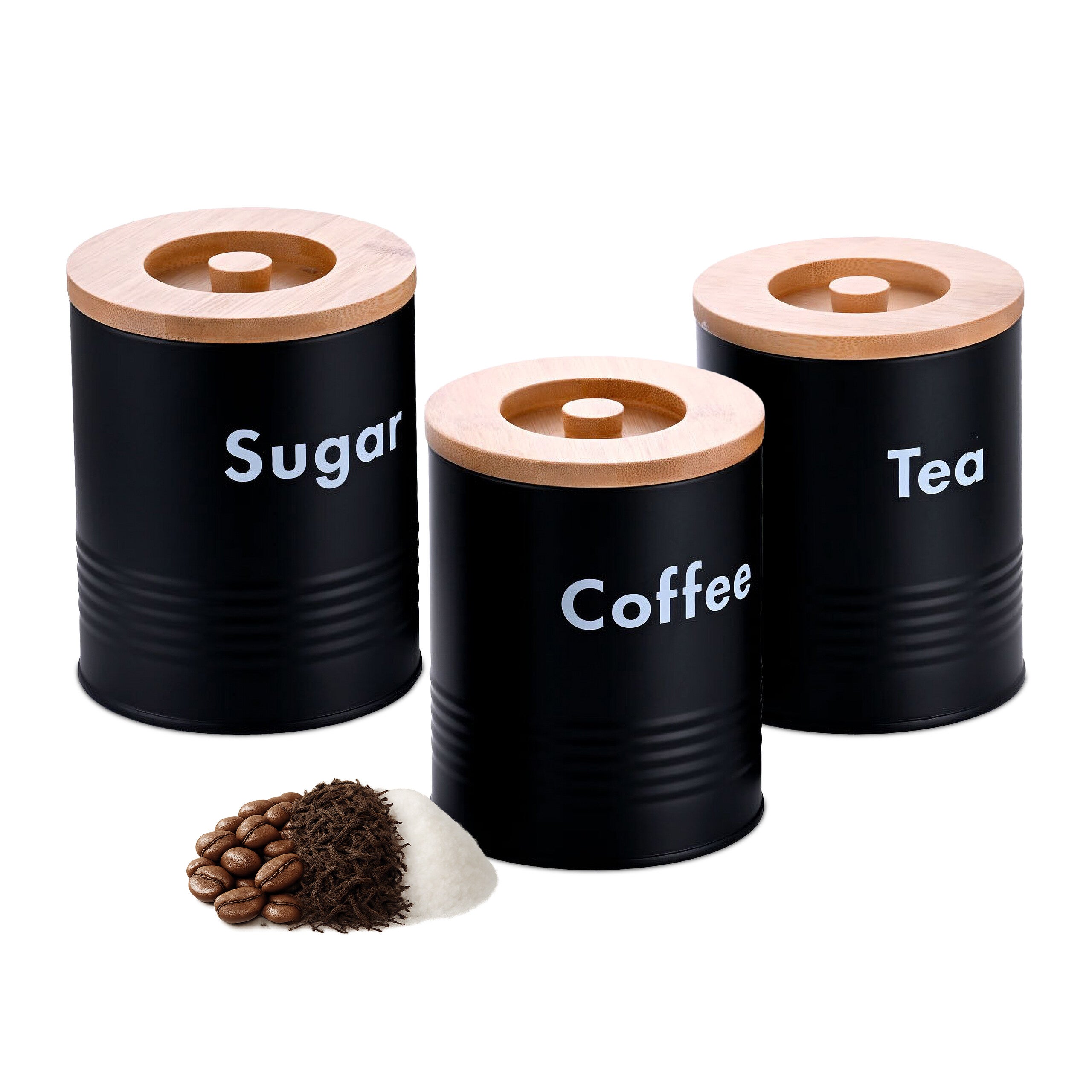 Set 6 Contenitori Ermetici Per Cucina Mimorou | Acciaio Inox Con Finestra Trasparente | Barattoli Per Caffè, Zucchero, Tè, Farina E Spezie | 1.25L Cadauno - 5