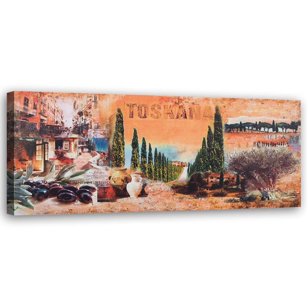 Obraz na płótnie, Toskania - pocztówka 120x40