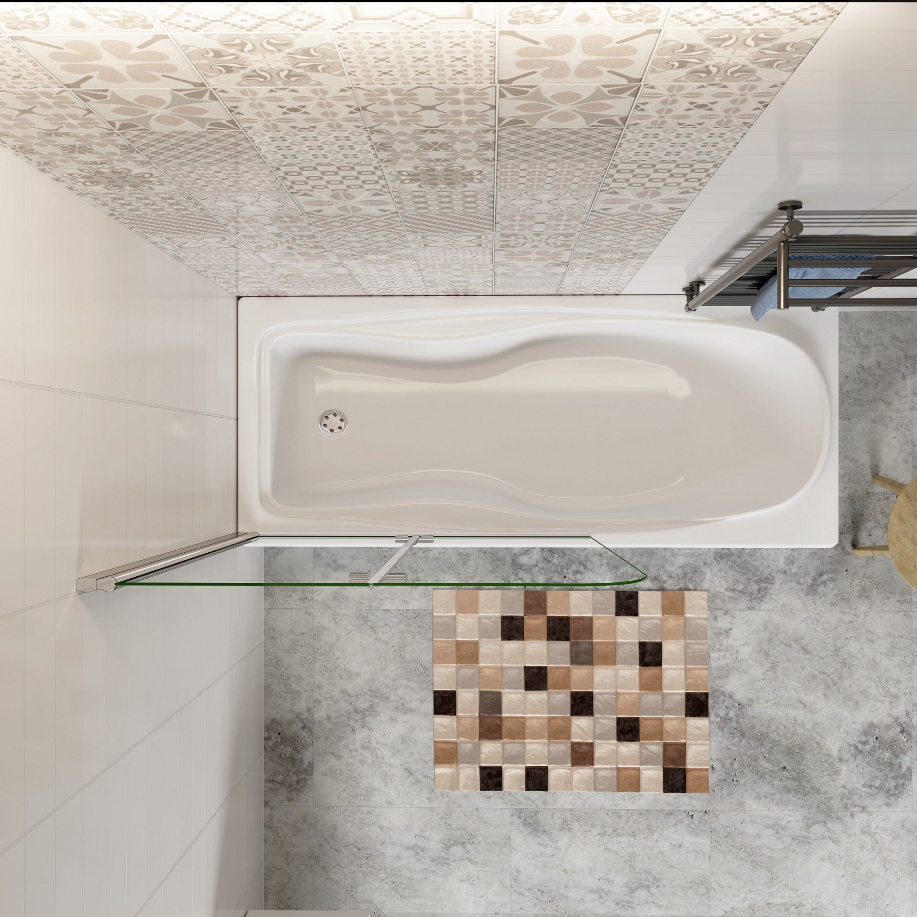 AICA Sanitaire pare baignoire 90x140cm en verre 6mm anticalcaire clair pare baignoire pivotante pliante à deux volets - 9