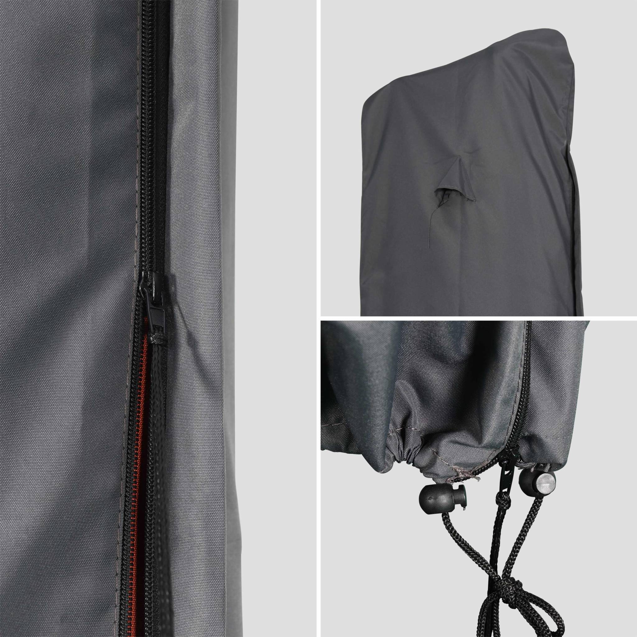 Housse pour parasol St Jean de Luz. Pyla 3x3. Pyla 3x4. Wimereux et Antibes - Avec fermeture éclair. barre de mise en place. corde élastique. œillets - 2