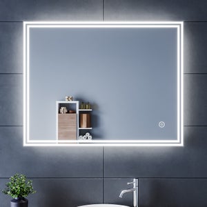 S AFIELINA Miroir Lumineux Rectangulaire Avec éclairage LED Avec Interrupteur Mural 2 Couleurs 120 60 Cm Anti Buee Blanc Chaud Et Blanc Froid Ip44 89252938