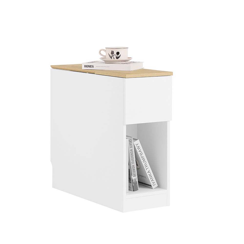 Comodino SoBuy Con Cassetto E Vassoio - Tavolino Stretto Da Soggiorno 25x70x55 Cm | Stile Naturale - Foto 6