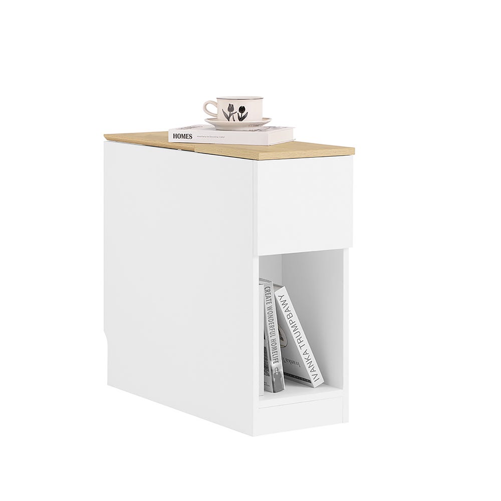 Comodino SoBuy Con Cassetto E Vassoio - Tavolino Stretto Da Soggiorno 25x70x55 Cm | Stile Naturale - Foto 6