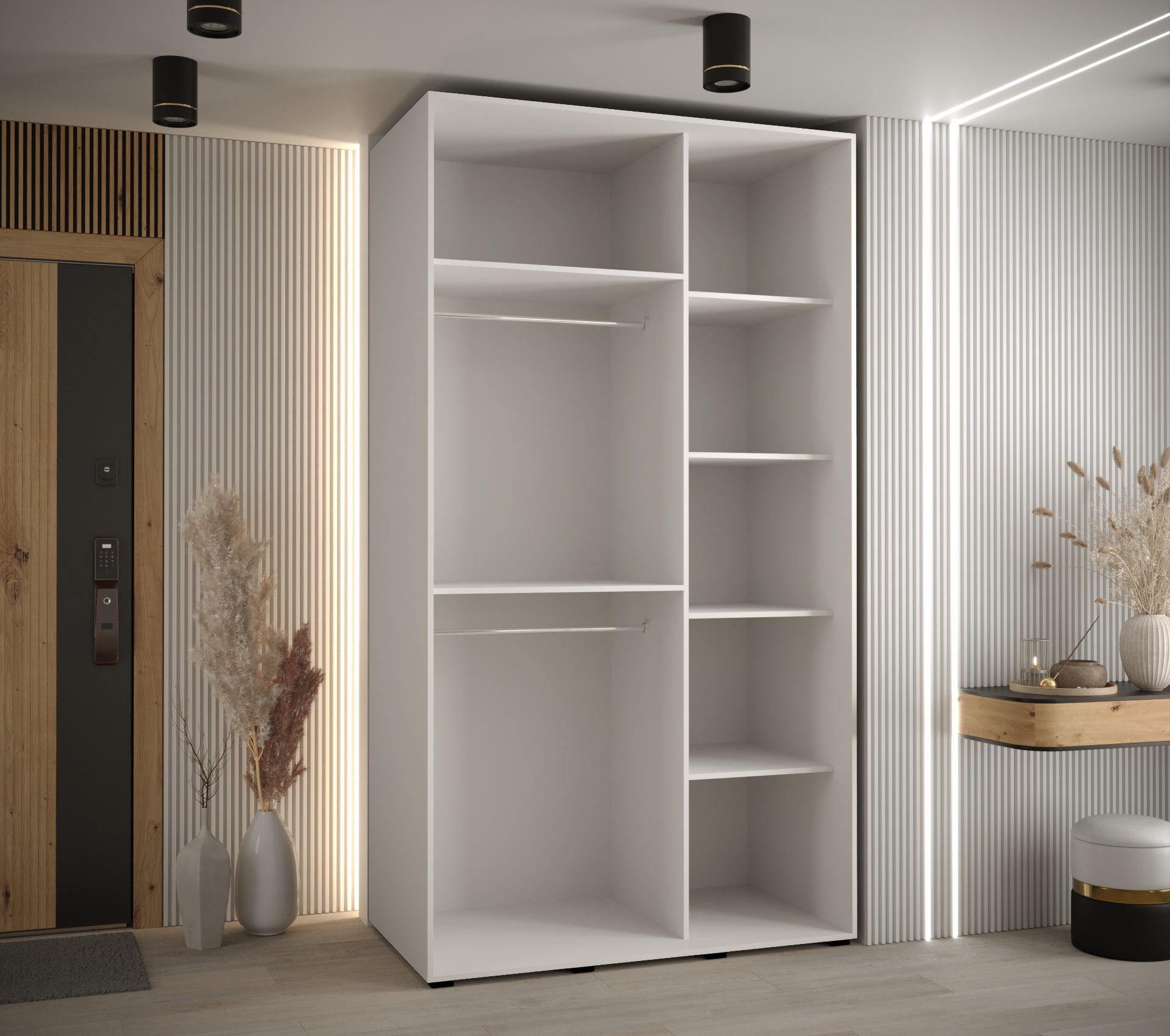 Szafa przesuwna z lustrem wysoka Davos 11 130 x 60 x 235,2 cm biały + czarny + u. czarny - Abiks Meble - 4