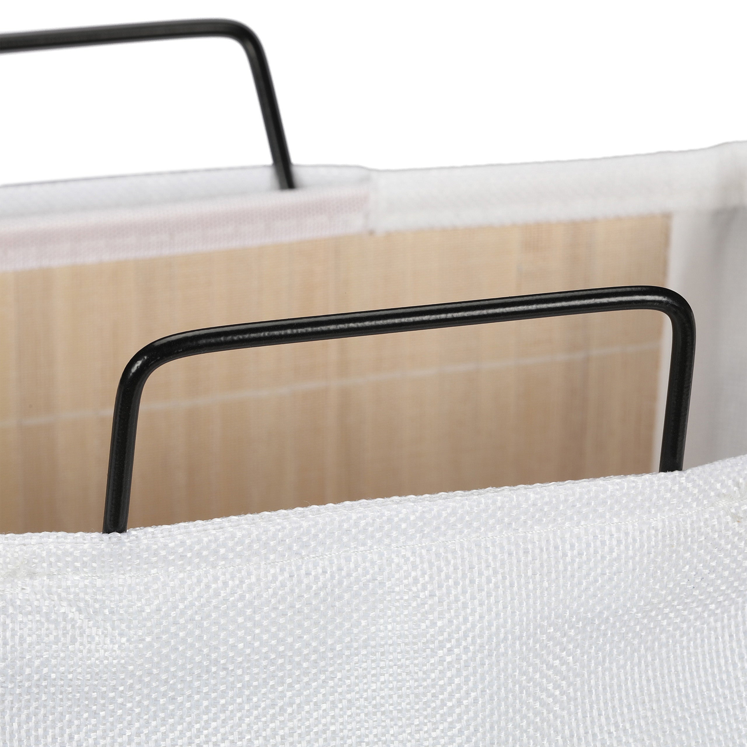 Corbeille à linge bambou 40 L panier à linge pliable sac à linge anse pliant HxlxP 61 x 38 x 22 cm, blanc, Relaxdays - 7