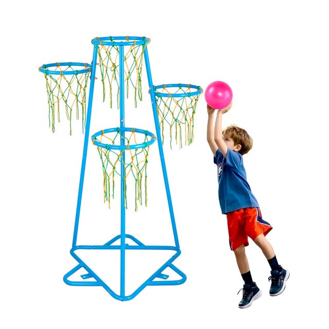 Cesto de basquetebol infantil portátil ajustável com 4 aros para crianças interior e exterior TEKMAQUINAS