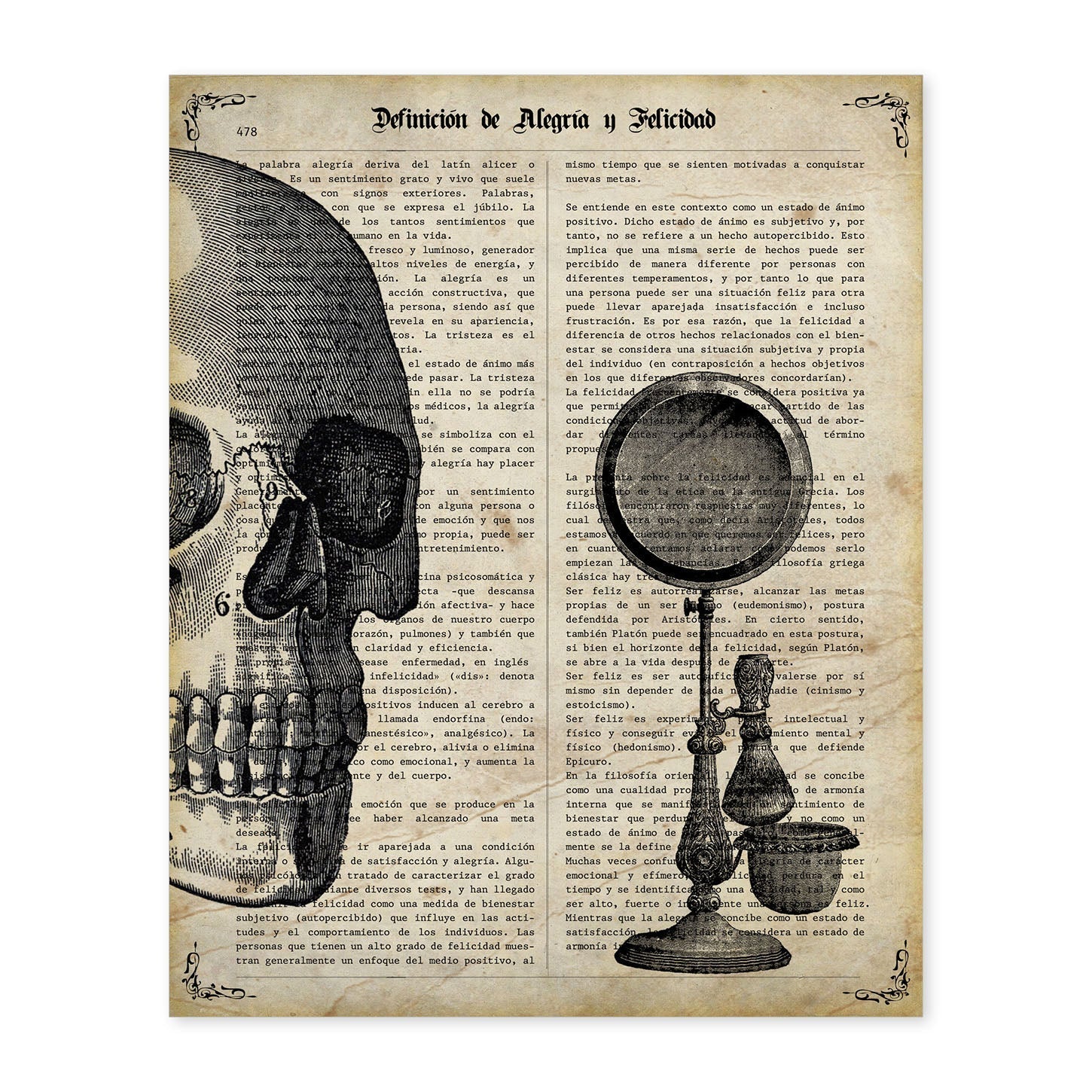 Affiches D'objets Vintage Lamina Votre Dernière Retouche Avec Des Images D'objets Vintage Avec Des Définitions En Espagnol Cadre Noir A4 - 2