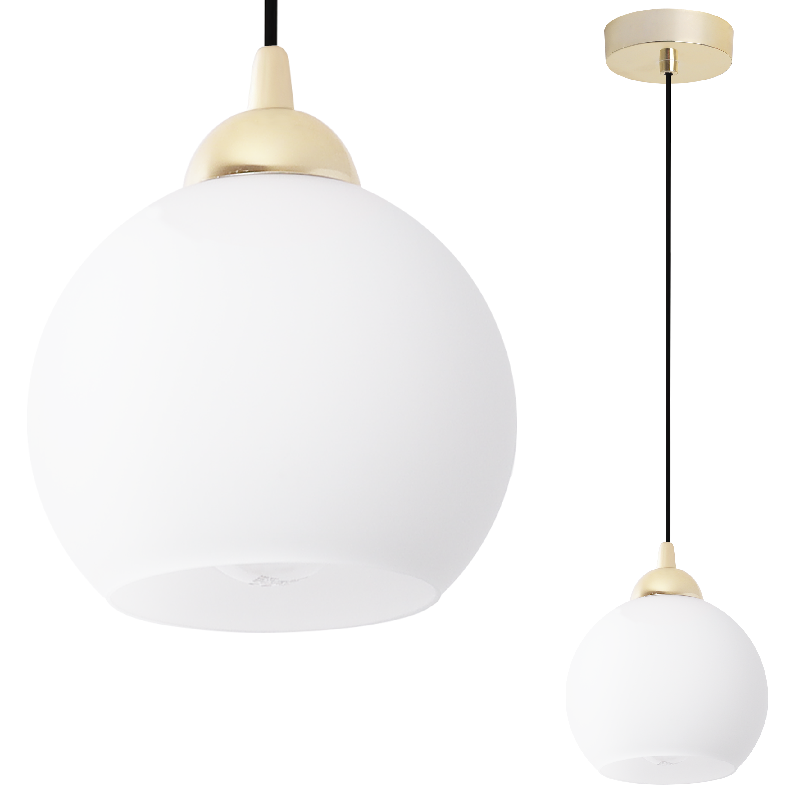 Lampa sufitowa wisząca Eliza White glamour linka czarna 1xE27 biały/złoty Light Home LH