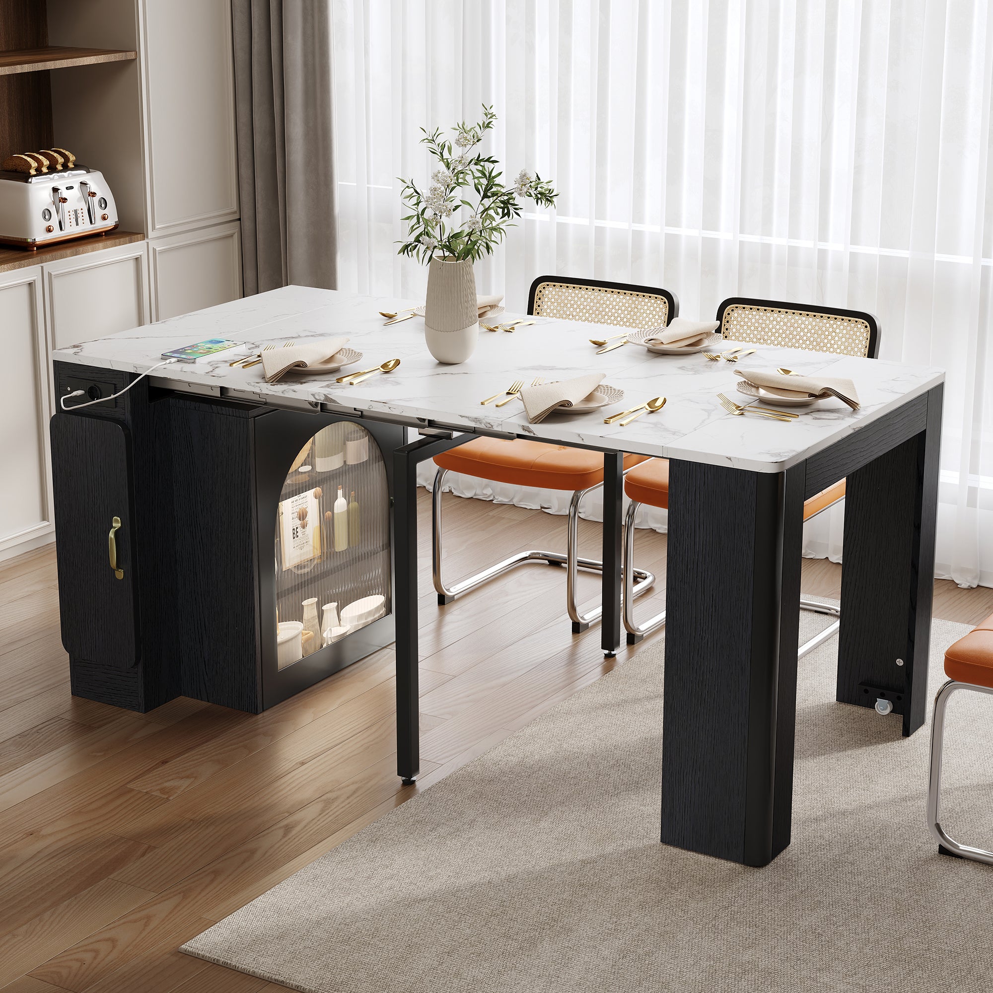 Table extensible avec rangements intelligents design moderne MDF et ...