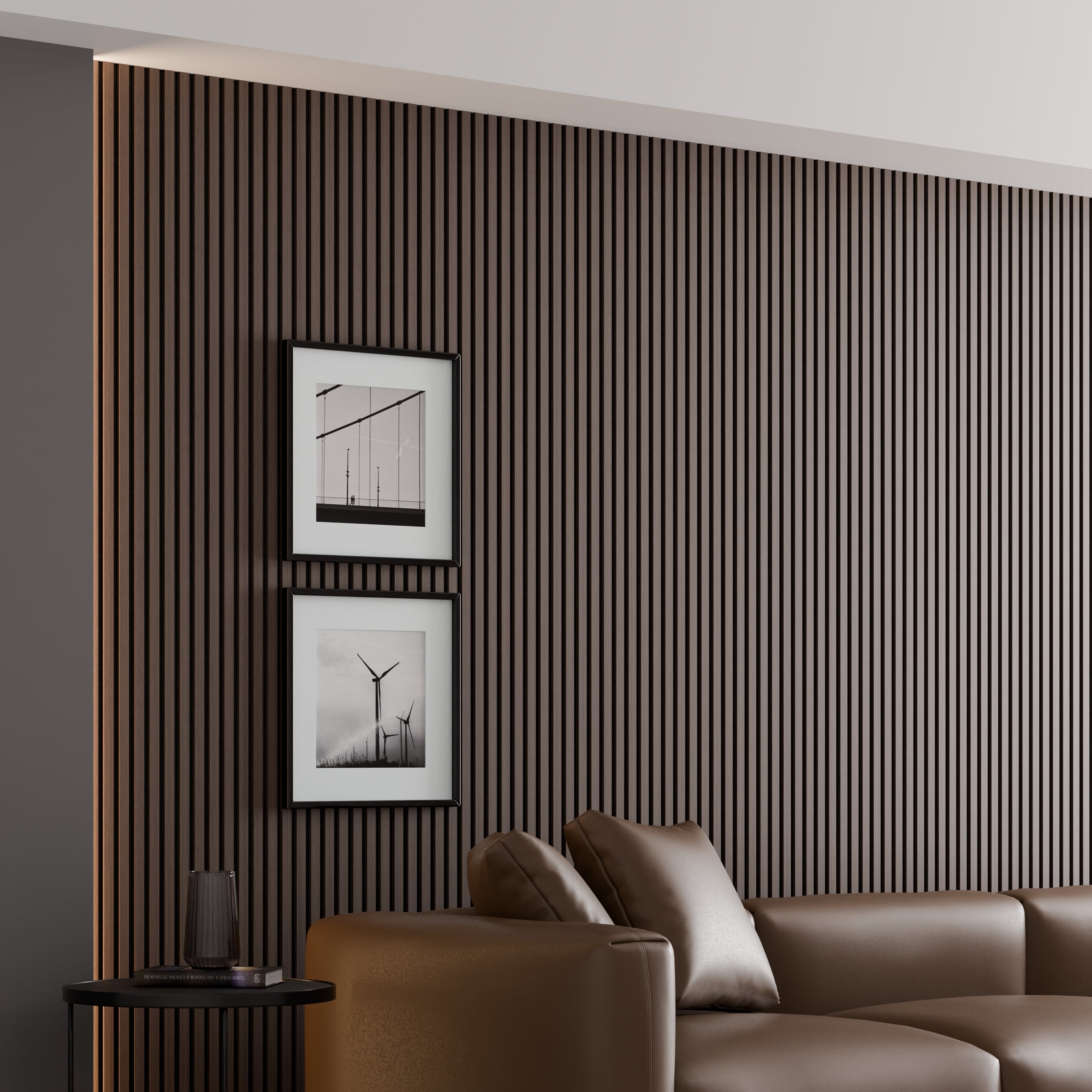 Panneau Acoustique 11mm - Noyer Foncé - Feutrine Noire - 240x60cm - Lot de 4 - 4