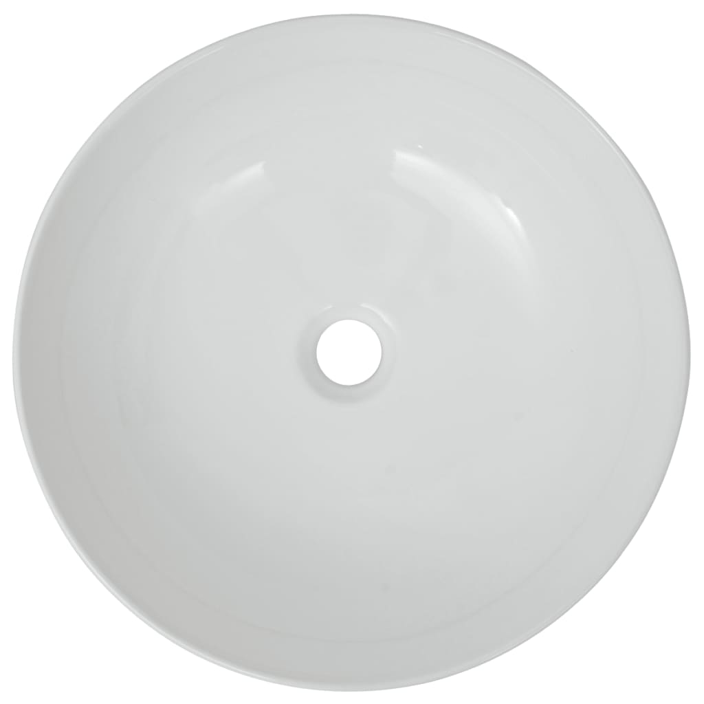 Lavabo ronde Céramique Blanc 41,5 x 13,5 cm vidaXL - 4