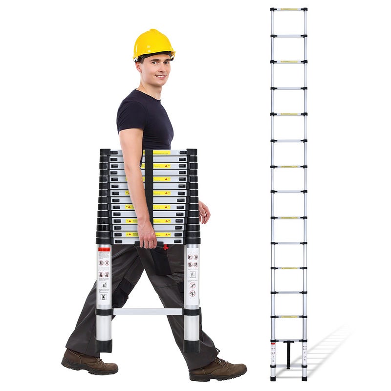 Scala Telescopica Alluminio 3.8m - Regolabile, Portata 150kg, Per Casa E Giardino - Foto 4