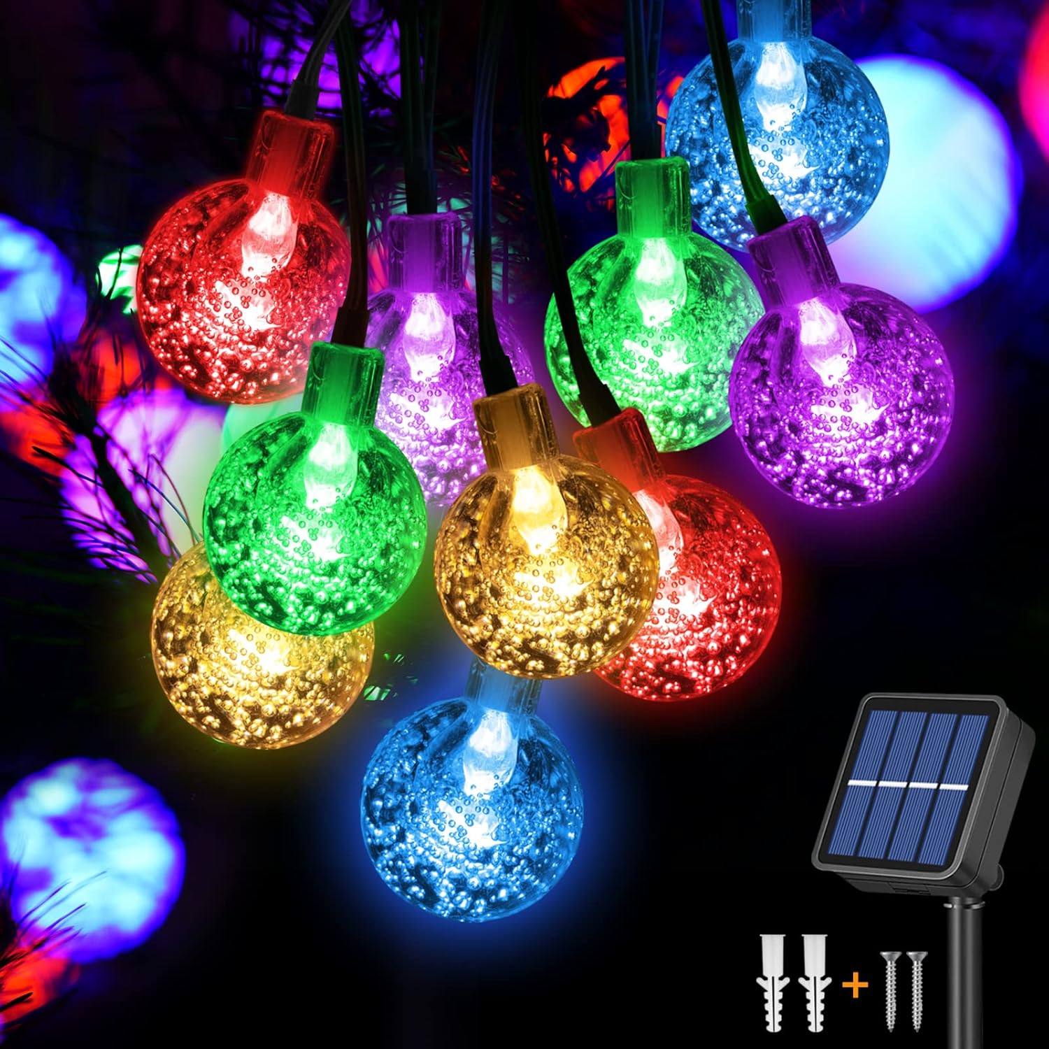 Ghirlanda luminosa solare da giardino 50 LED - 7 m - 8 modalità - Impermeabile per esterno e interno - Per recinzione, prato, patio (bianco caldo) | Leroy Merlin