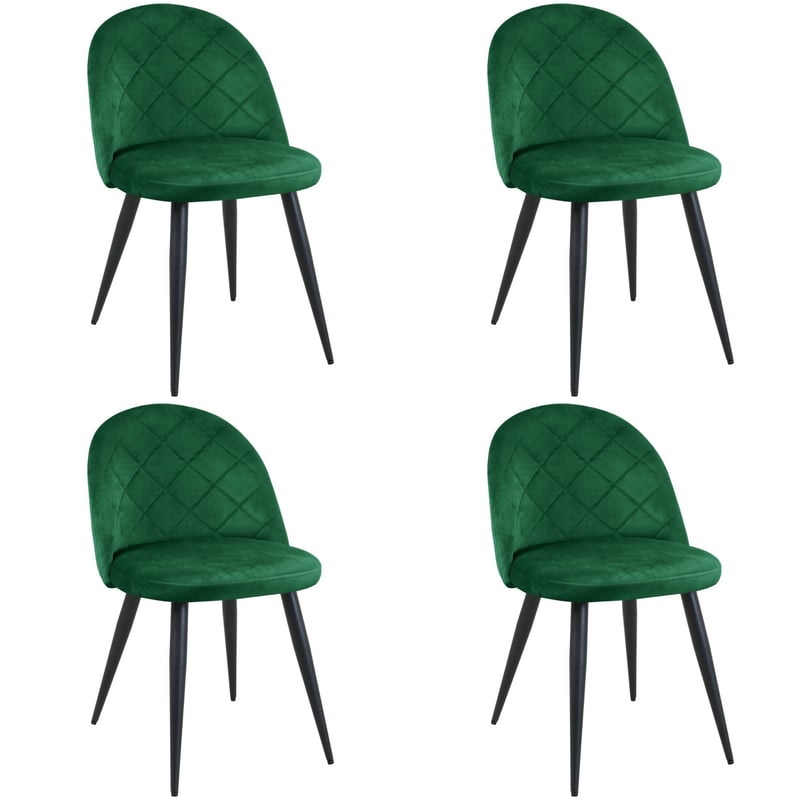 4x Krzesło tapicerowane pikowane welur SJ.077 Butelkowa Zieleń