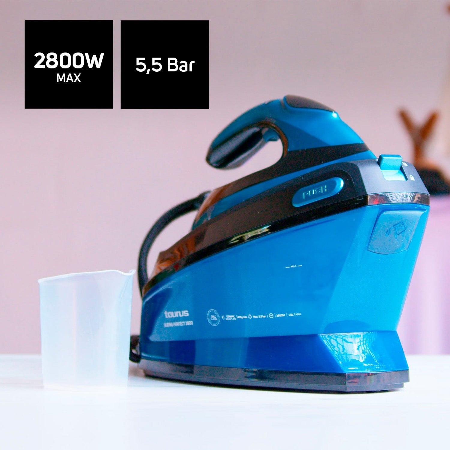 Taurus - Centrale vapeur Sliding Perfect 2800 |2800W |5,5 bars |400 g/min |écran digital |ECO |vertical |semelle céramique - 2