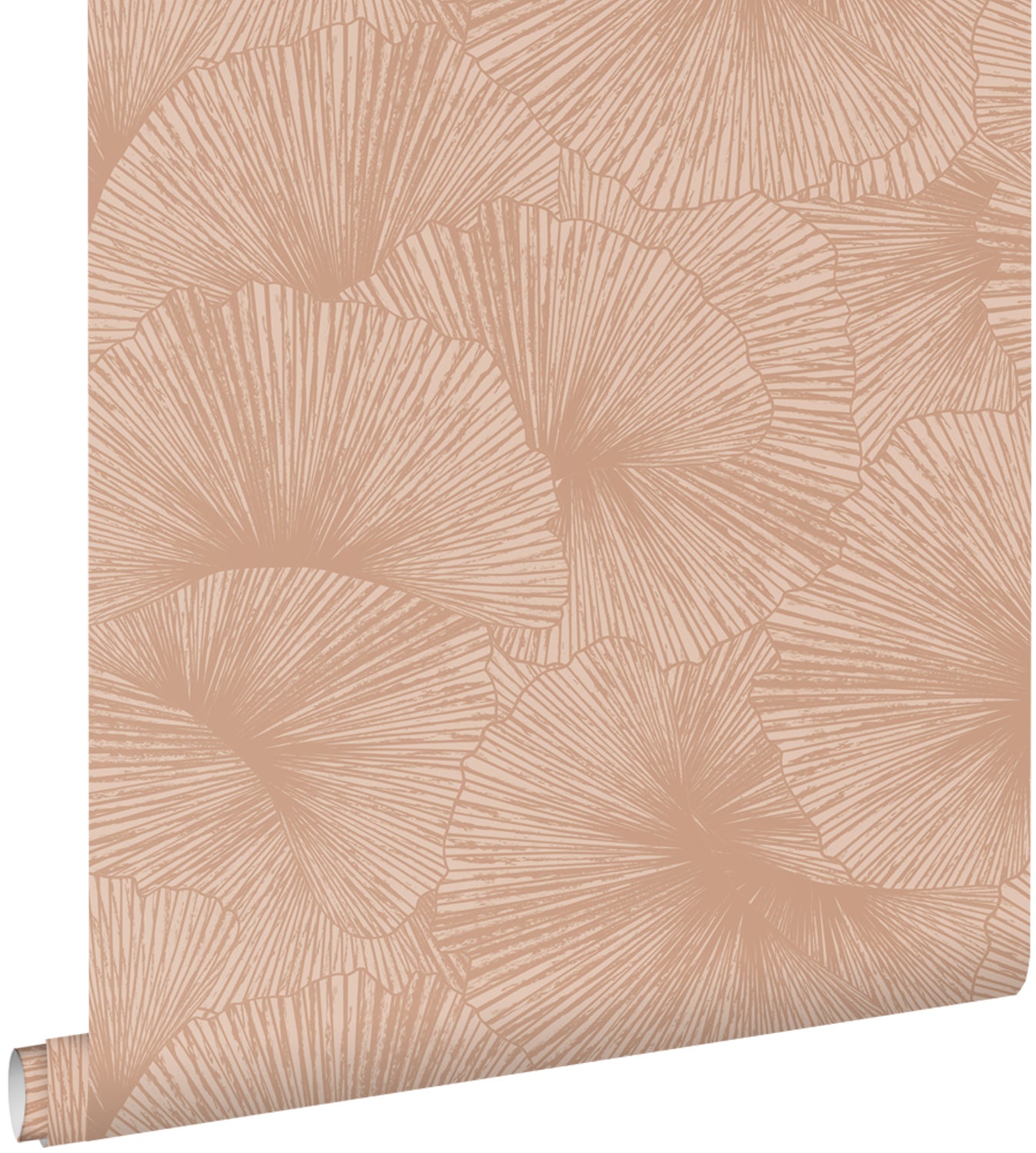Tapeta Motyw liści 3D terakoty różowej - 53 cm x 10.05 m - ESTAHOME