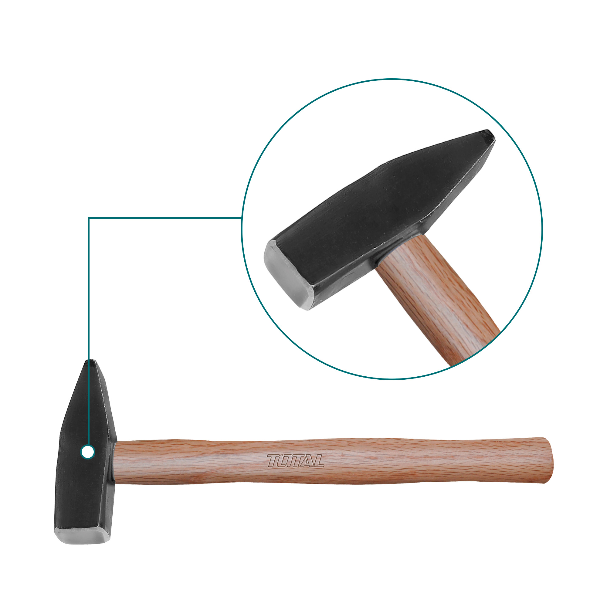 Mazza In Acciaio TOTAL 1500g - Per Edilizia E Demolizione, Testa In Acciaio Al Carbonio