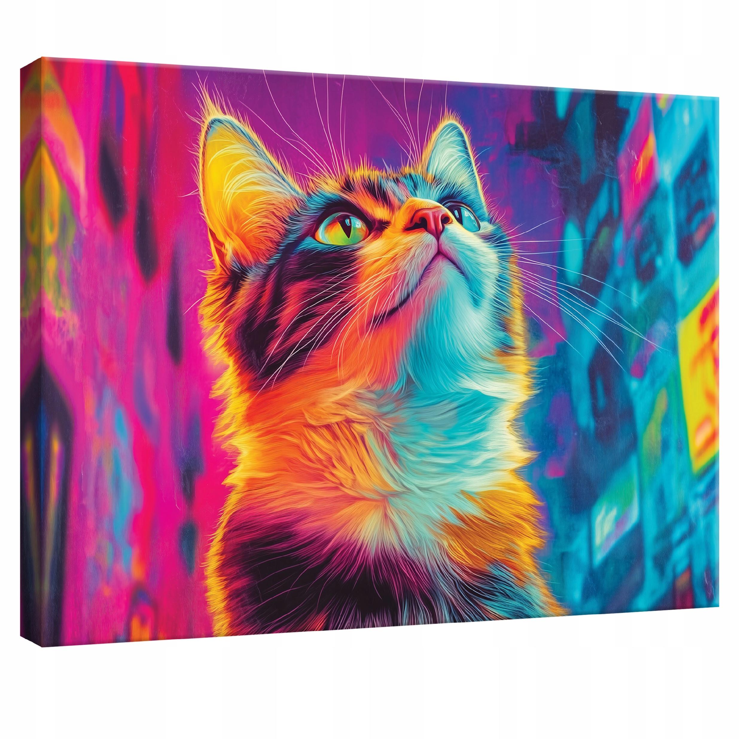 Tablou Canvas abstract pisica Pop arta Tablou decorativ Living Bucatarie Tablouri de perete 100x75 cm