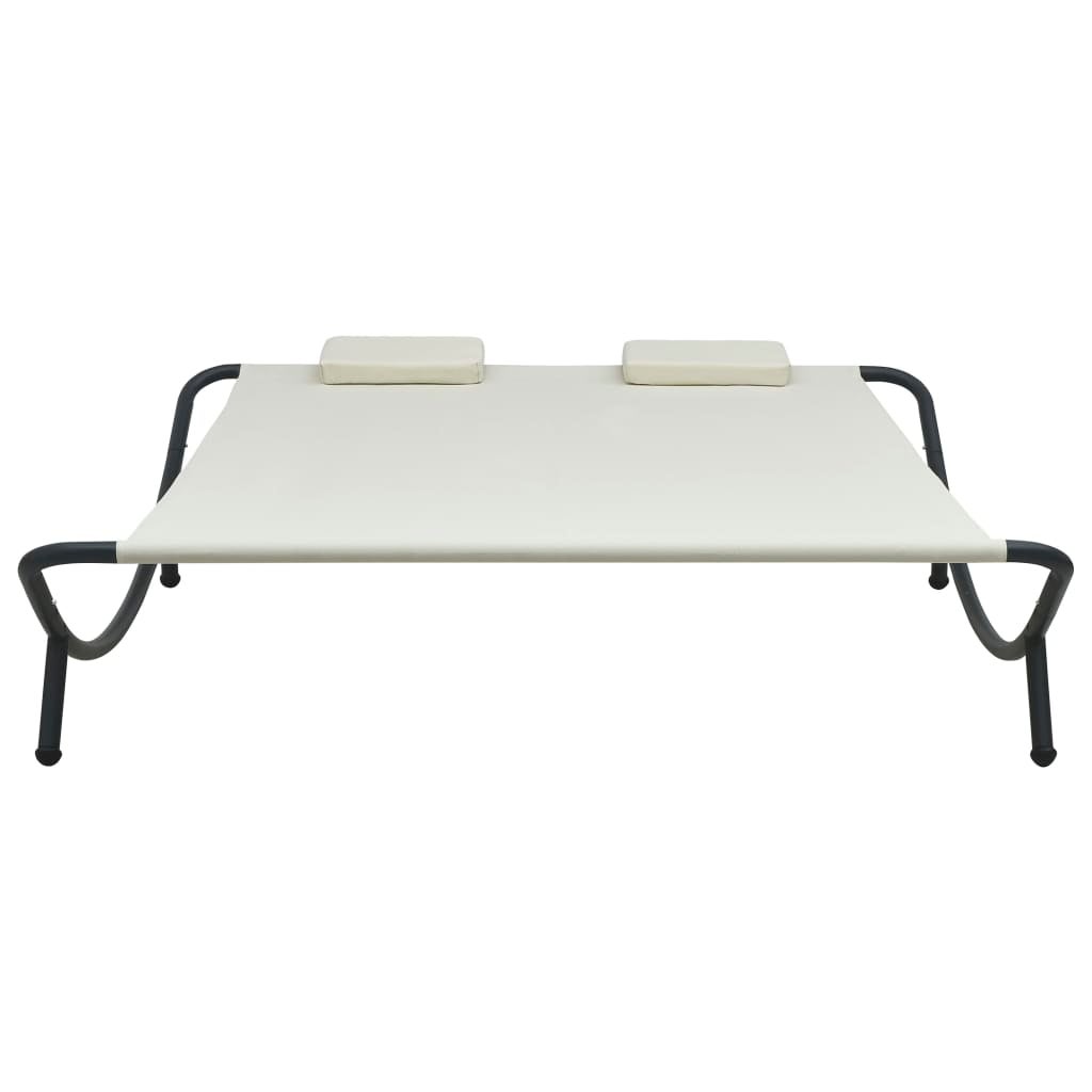 Chaise longue d'extérieur Tissu Crème - 2