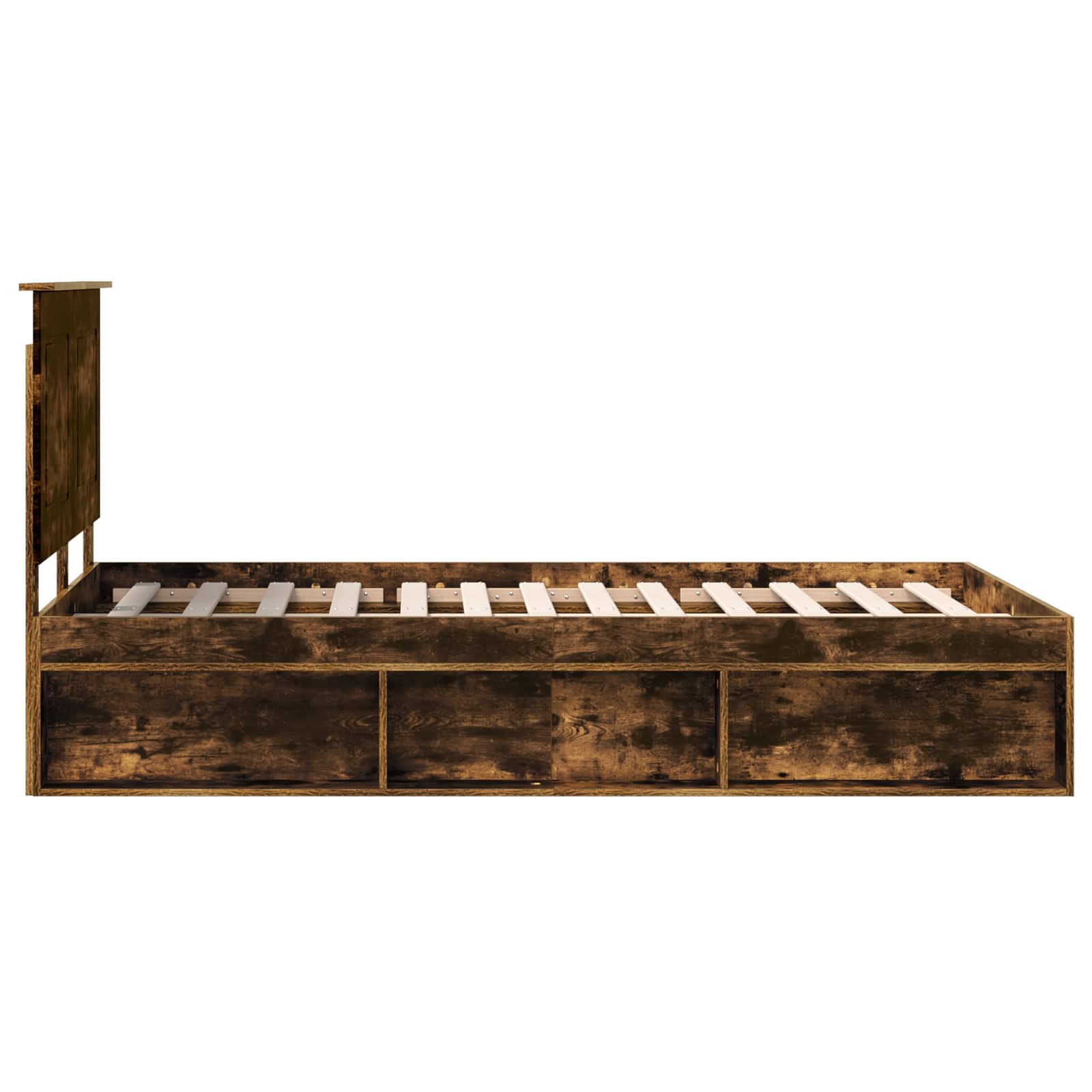 Cadre de lit chêne fumé 120 x 200 cm bois de pin massif - 8