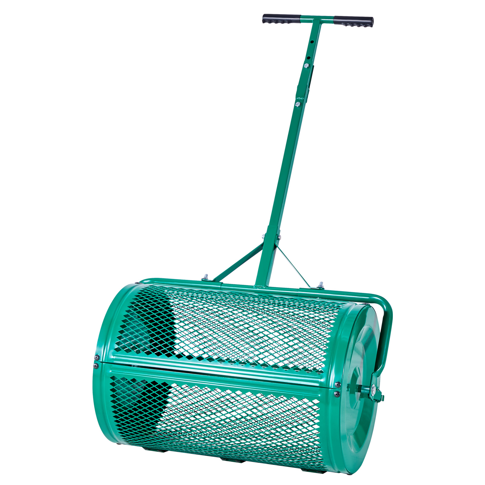 Spandiconcime per compost VEVOR, acciaio, 60 cm, a rullo, manico a T regolabile, cestello a rete, per prati/terreni agricoli, verde - 8