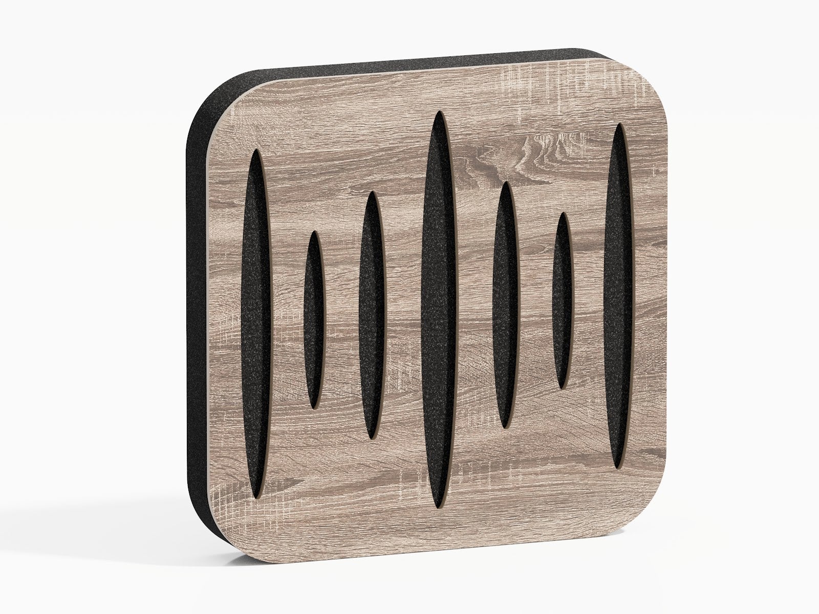 Lot de 8 Mini-Panneaux acoustiques insonorisants COLUMBIA 23x23x3 cm - 0,42 m² surf.totale -MDF perforé laminé et mousse acoustique -Sonoma - 2