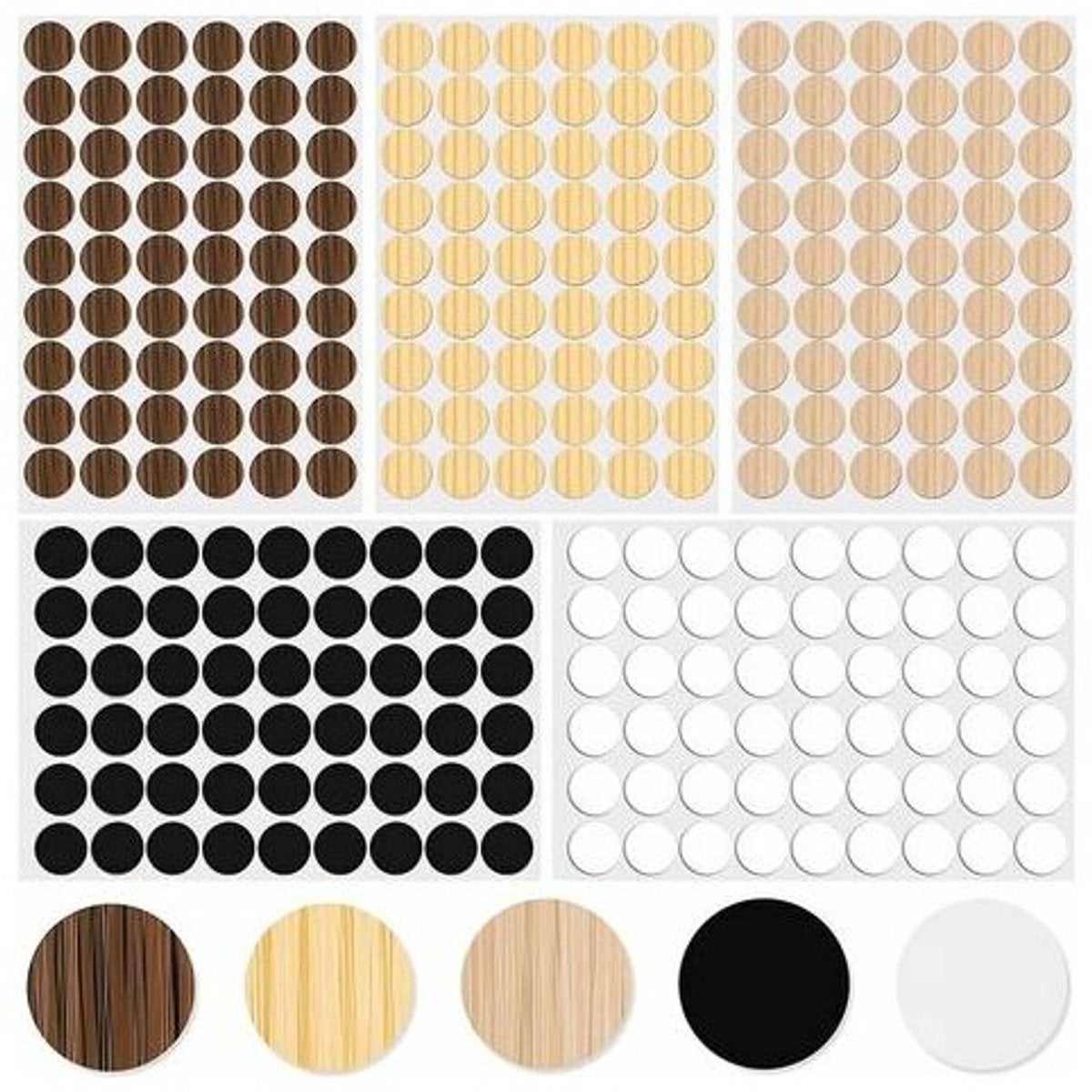 Potrivit pentru 270 de bucăți de autocolante decorative impermeabile pentru găuri de șuruburi, huse de mobilier, reparații dulapuri de perete