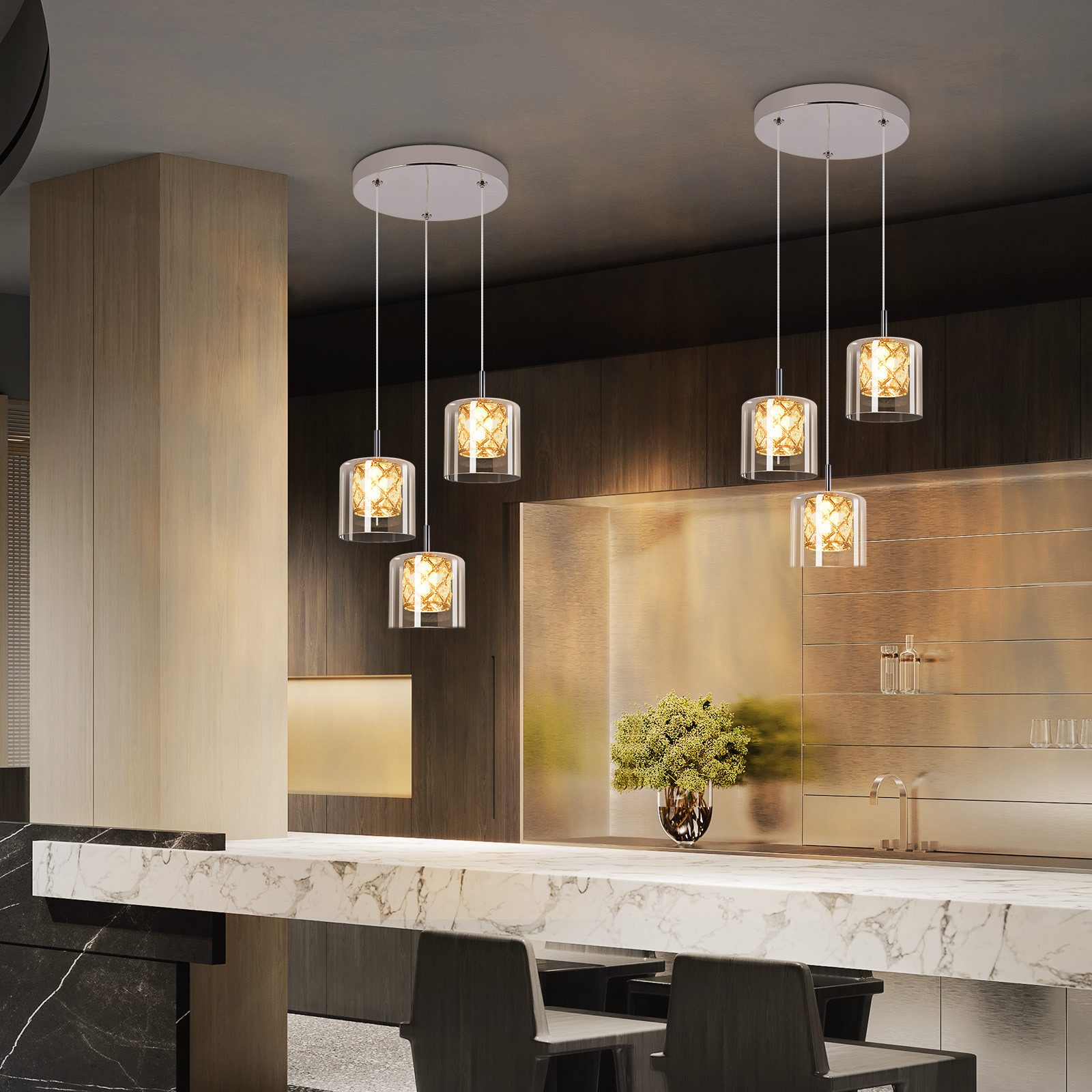 NETTLIFE Nowoczesna kryształowa lampa wisząca G9 do jadalni ze szkła z regulacją wysokości - 8