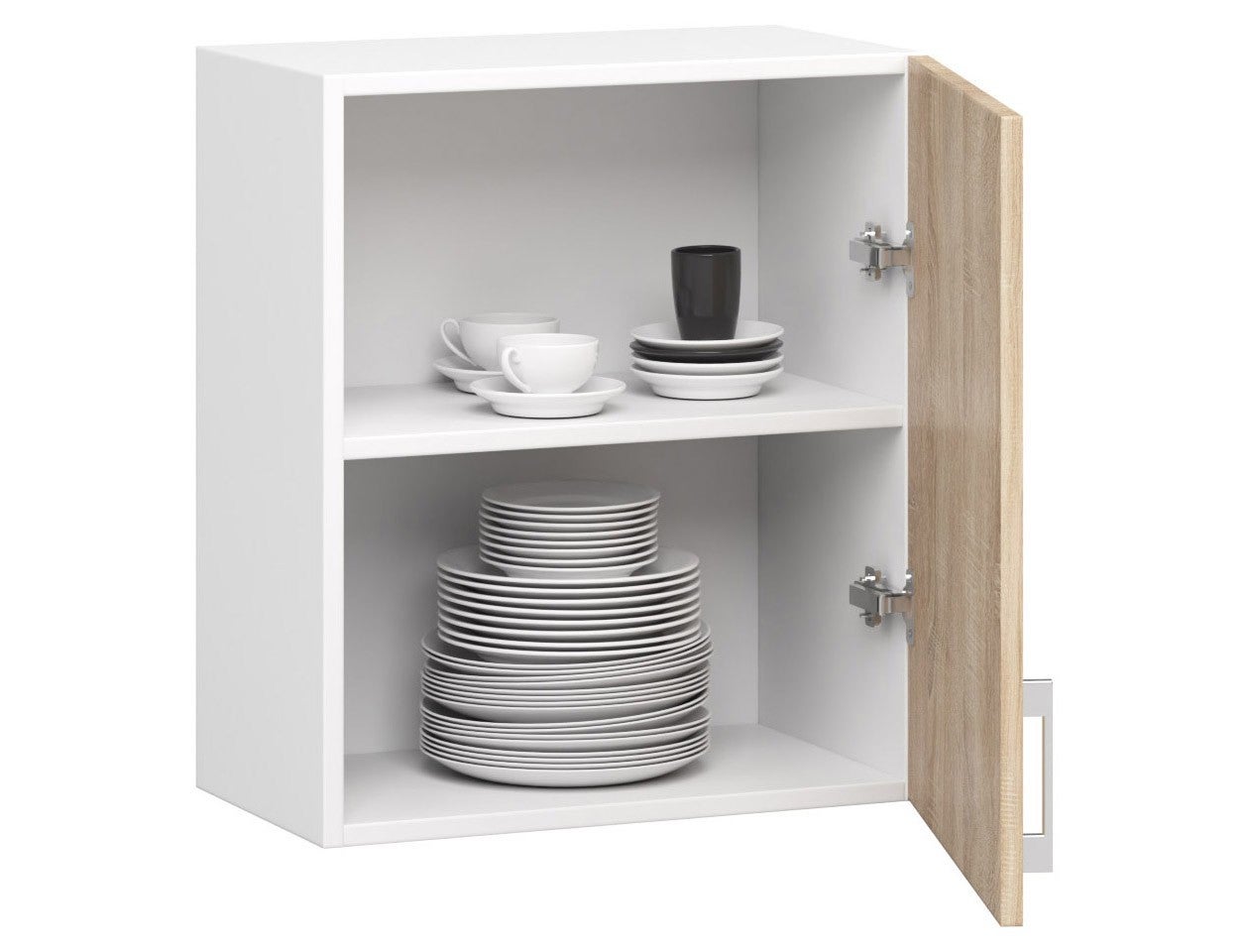 Meuble de cuisine haut AKORD W50 LIMA modulable Blanc 50 cm 1 porte façade Chêne Sonoma 2 étagères 50x30,5x58 cm - 2