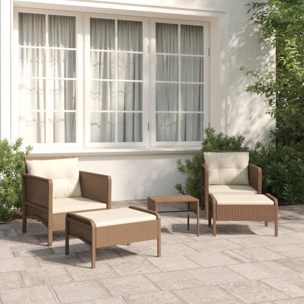 Set Divani Da Giardino 5 Pezzi VidaXL | Legno Acacia Con Cuscini Crema | Modulare Con Tavolino