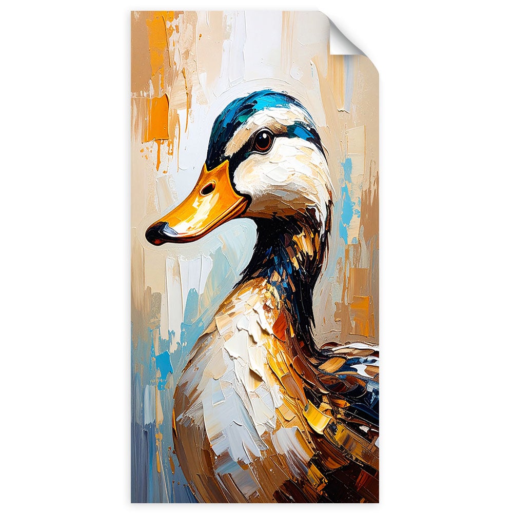 Naklejka samoprzylepna, Kolorowa Kaczka efekt farby olejnej 60x120