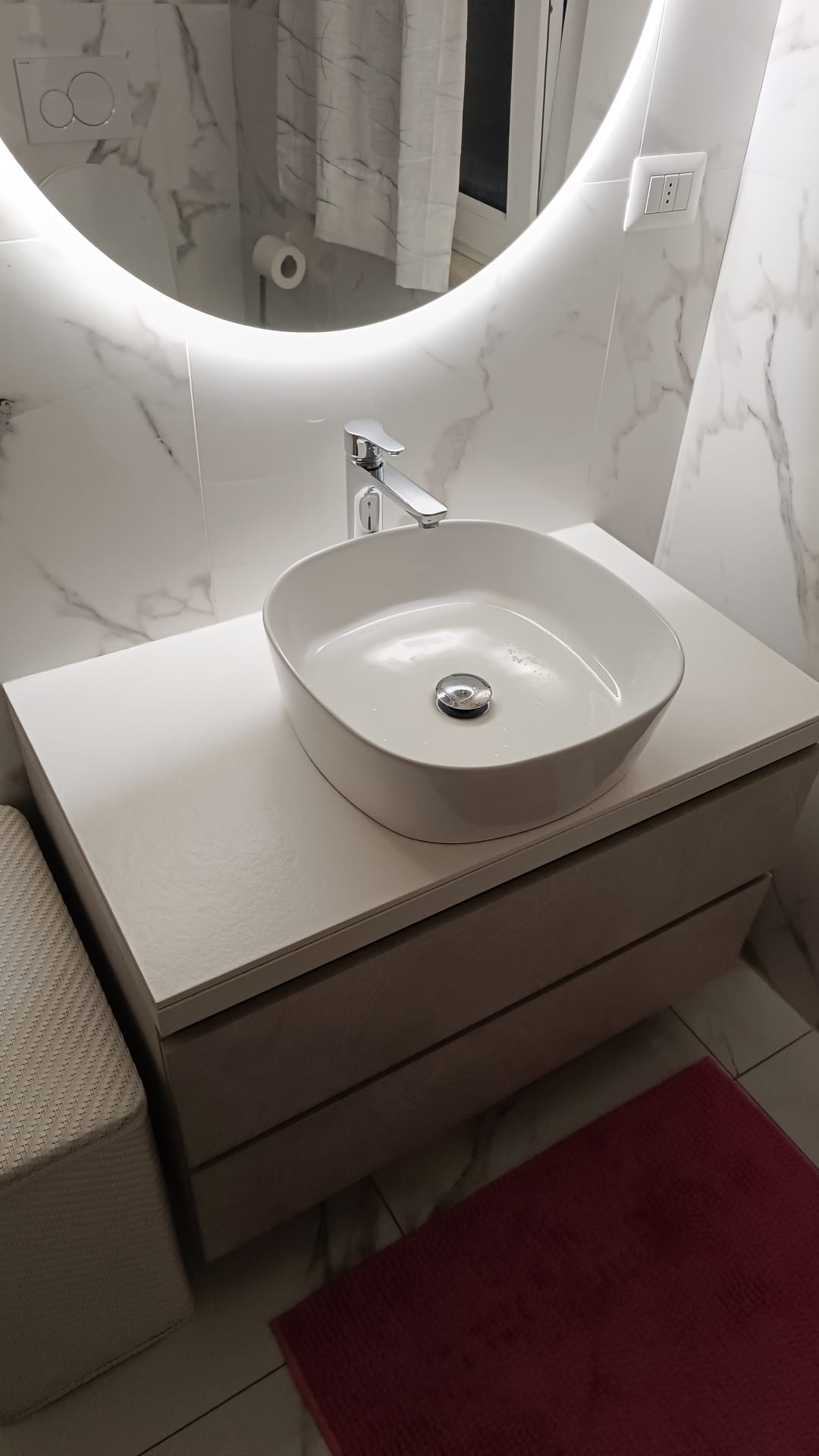 Plan vasque Vulcano L 90 x P 51 x H 2,6 cm en marbre et résine Couleur Beige Ral 9001 - 6