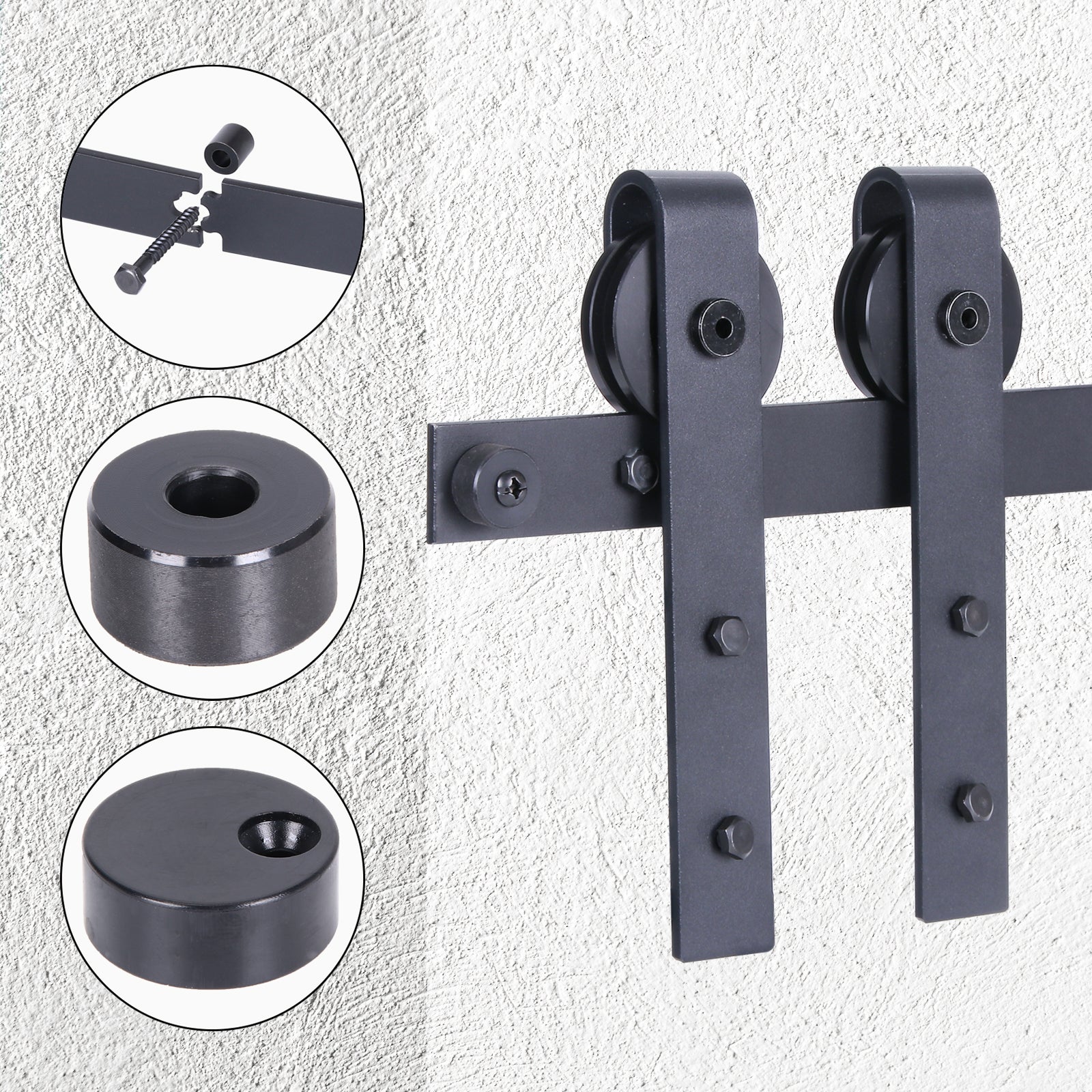 Quincaillerie Kit de Rail Roulettes pour Porte Coulissante Industriel pour Porte Suspendue en Bois Meuble TV Armoires - Simple Porte 1.2M/3.93FT - 3