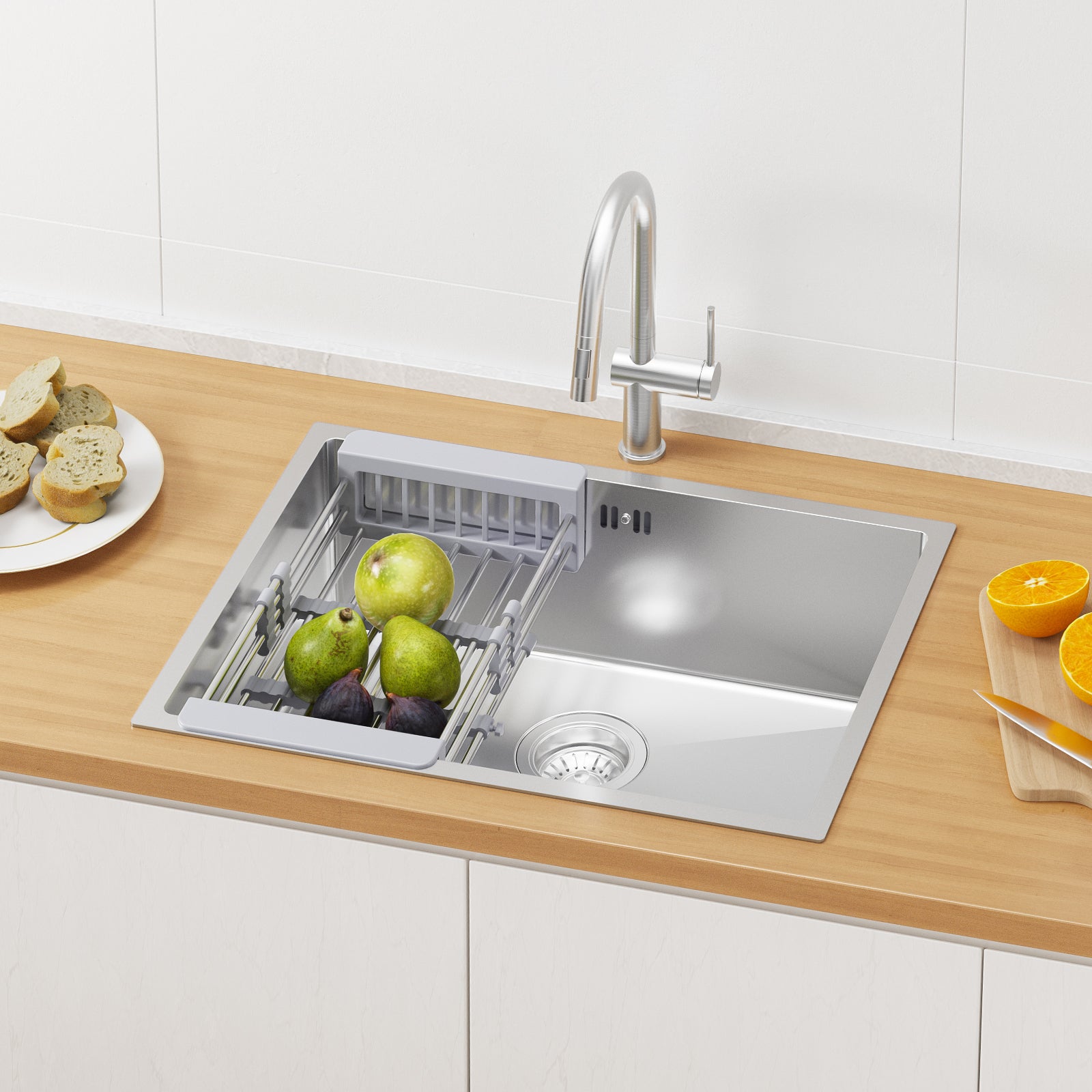 Fregadero Cocina Circular Negro 53x53cm, Granito 1 Seno + Sifón + Tabla De Cortar, Sobre Encimera Al Mueble 50cm - Pisa Max PRIMAGRAN | Leroy Merlin