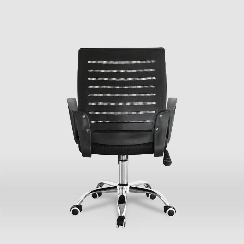 Chaise d'étude pour jeunes avec assise et dossier en textile en résille, noir. Modèle Emma - 3